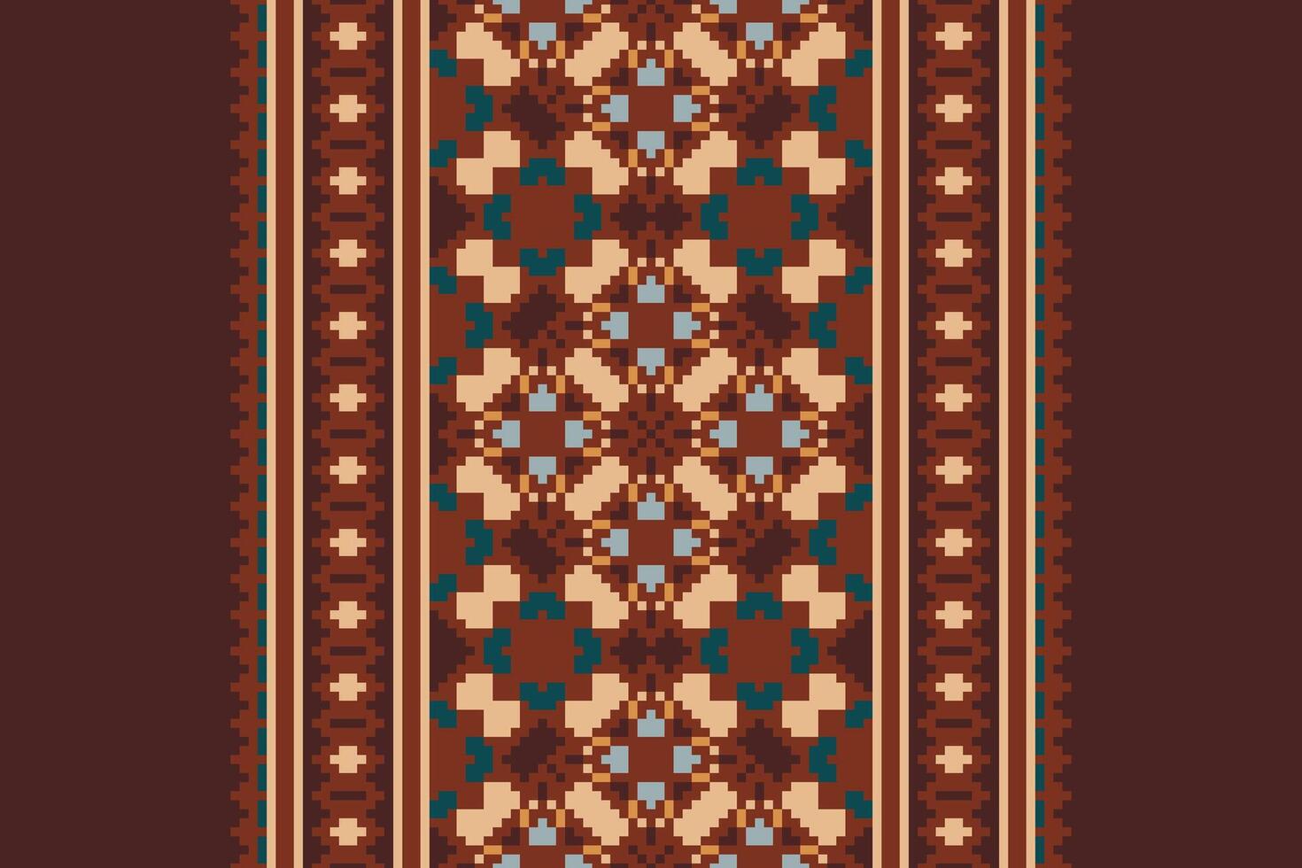 Kurta Pattern Seamless Native American, Motif embroidery, Pixel Ikat embroidery Design for Print indonesian batik motif embroidery native american kurta mughal design vector