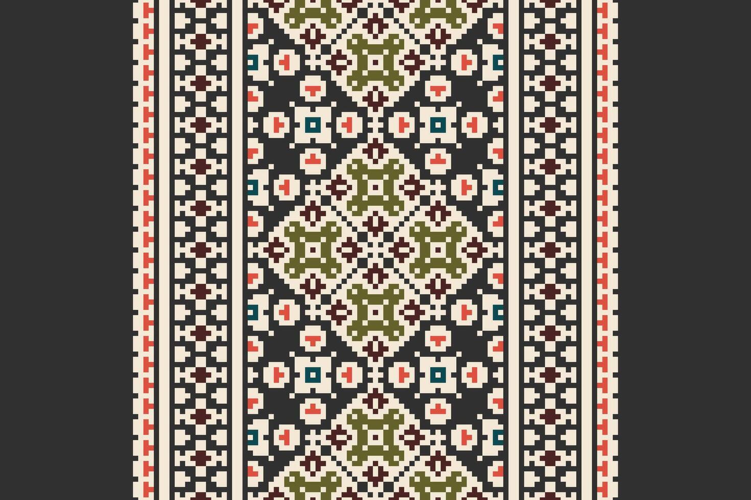Anarkali frock design Seamless Scandinavian pattern Motif embroidery, Pixel Ikat embroidery Design for Print figure tribal ink on cloth patola sari vector