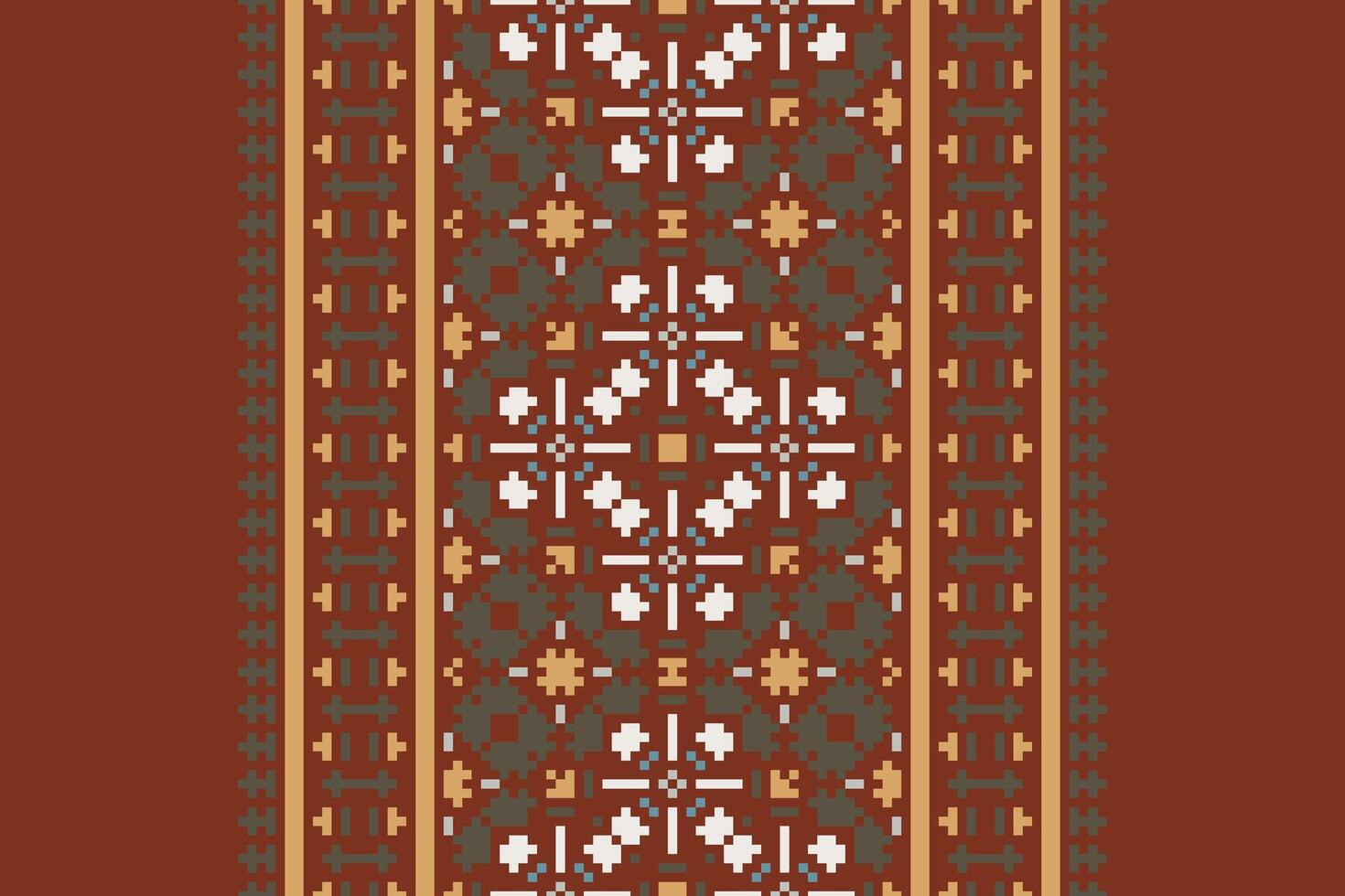 Kurta Pattern Seamless Mughal architecture Motif embroidery, Pixel Ikat embroidery Design for Print vyshyvanka placemat quilt sarong sarong beach kurtis Indian motifs vector