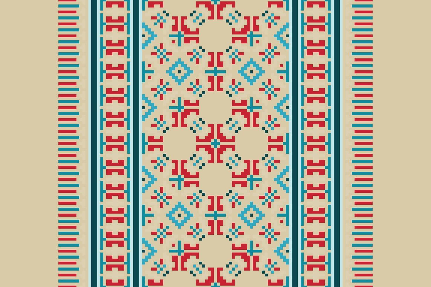 Kurta Pattern Seamless Scandinavian pattern Motif embroidery, Pixel Ikat embroidery Design for Print egyptian pattern tibetan mandala bandanna vector