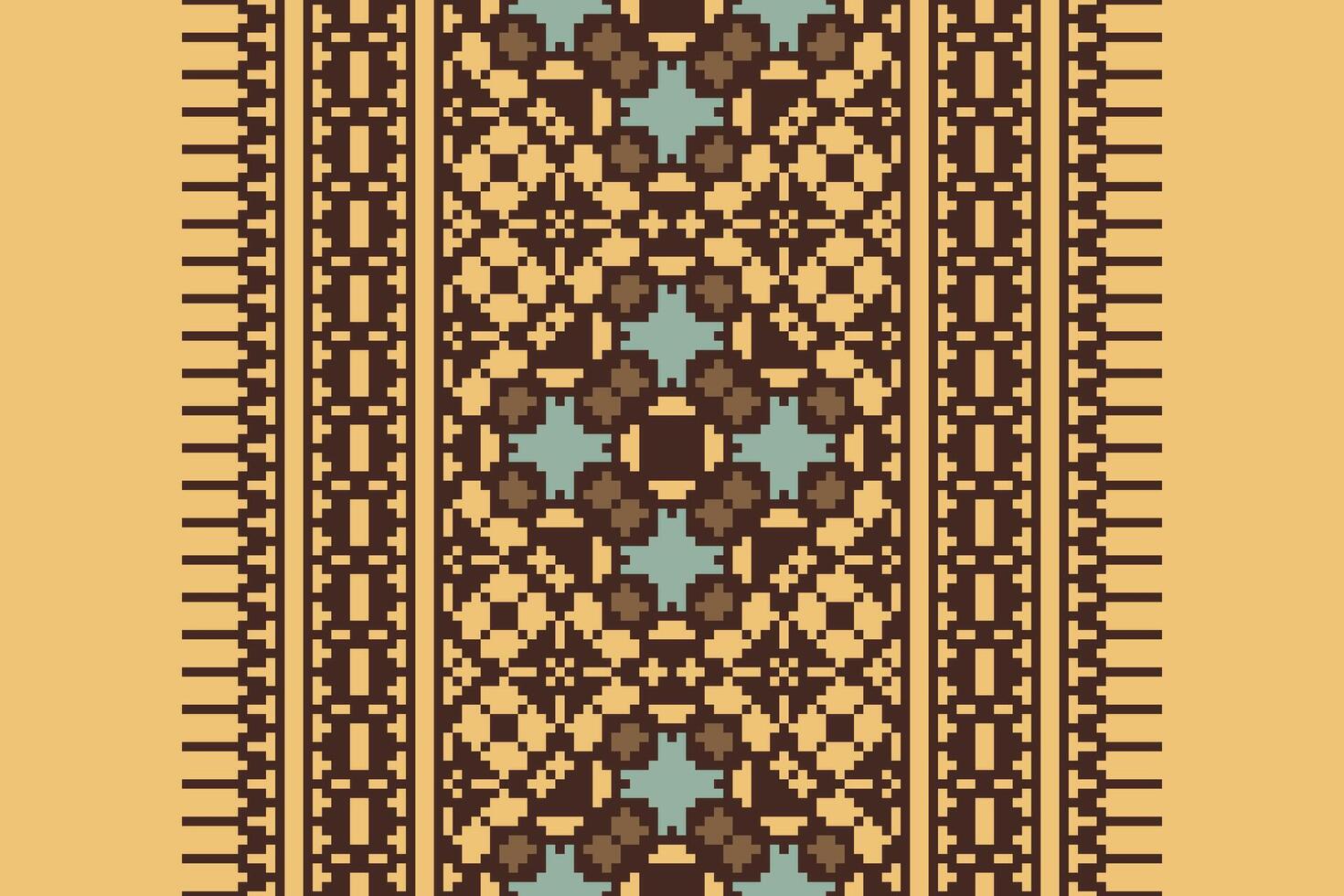 Punjabi Pattern Seamless Scandinavian pattern Motif embroidery, Pixel Ikat embroidery Design for Print endless arabesque cloth dupatta shawl bandana print silk kurta men vector