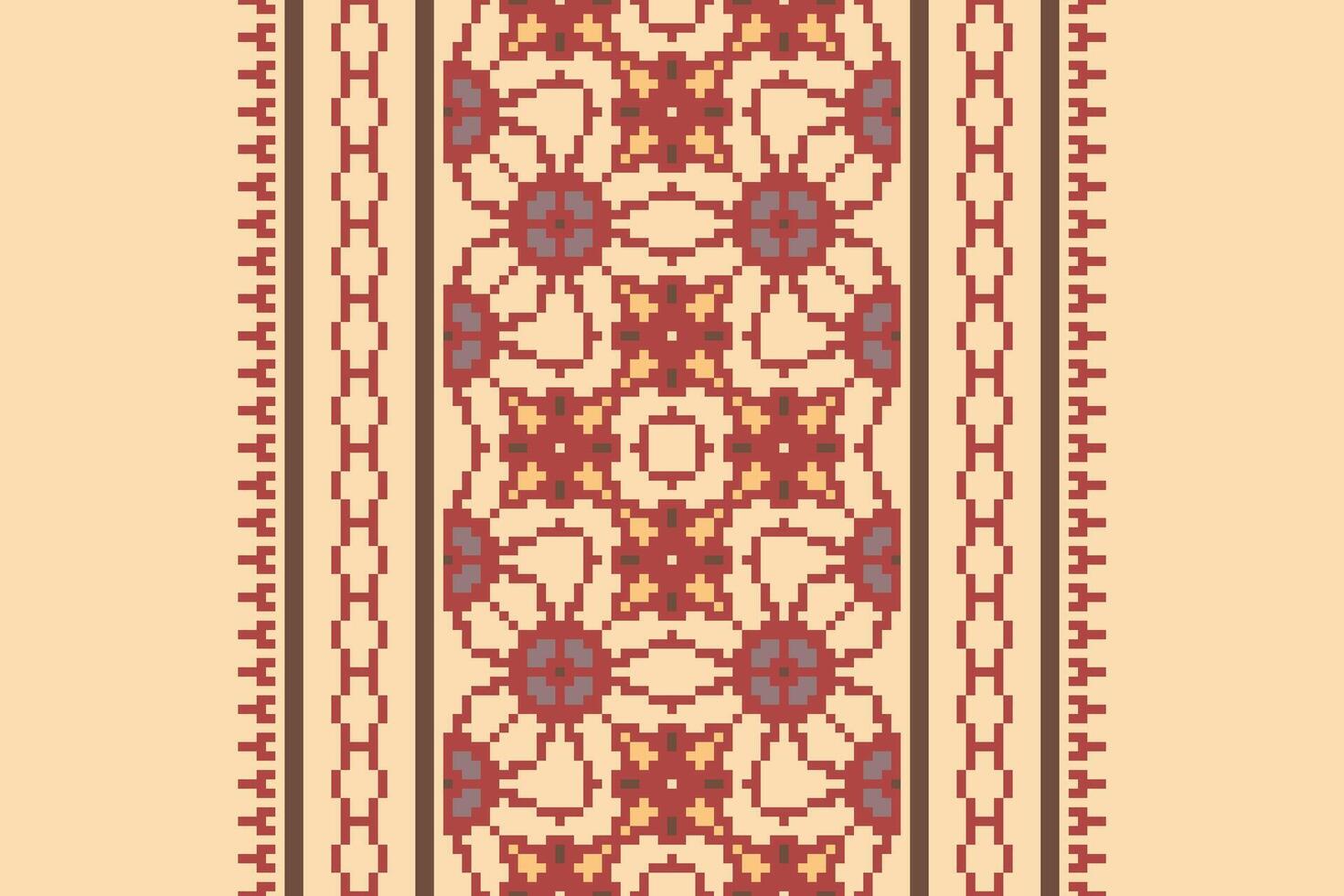 Dhoti Pattern Seamless Bandana print silk Motif embroidery, Pixel Ikat embroidery Design for Print indonesian batik motif embroidery native american kurta mughal design vector