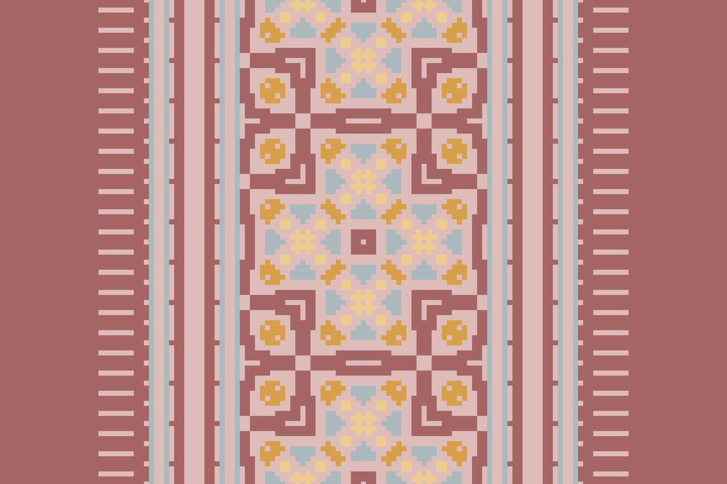 Dhoti Pattern Seamless Mughal architecture Motif embroidery, Pixel Ikat embroidery Design for Print Texture fabric saree sari carpet. kurta patola saree vector