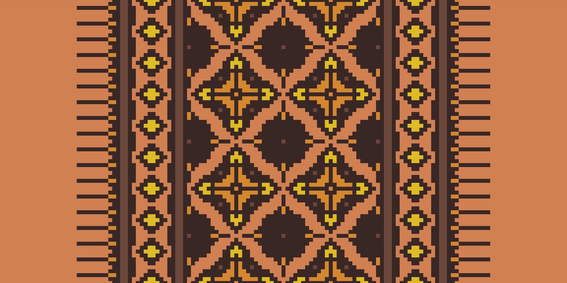 Nordic pattern Seamless Bandana print silk Motif embroidery, Pixel Ikat embroidery Design for Print figure tribal ink on cloth patola sari vector