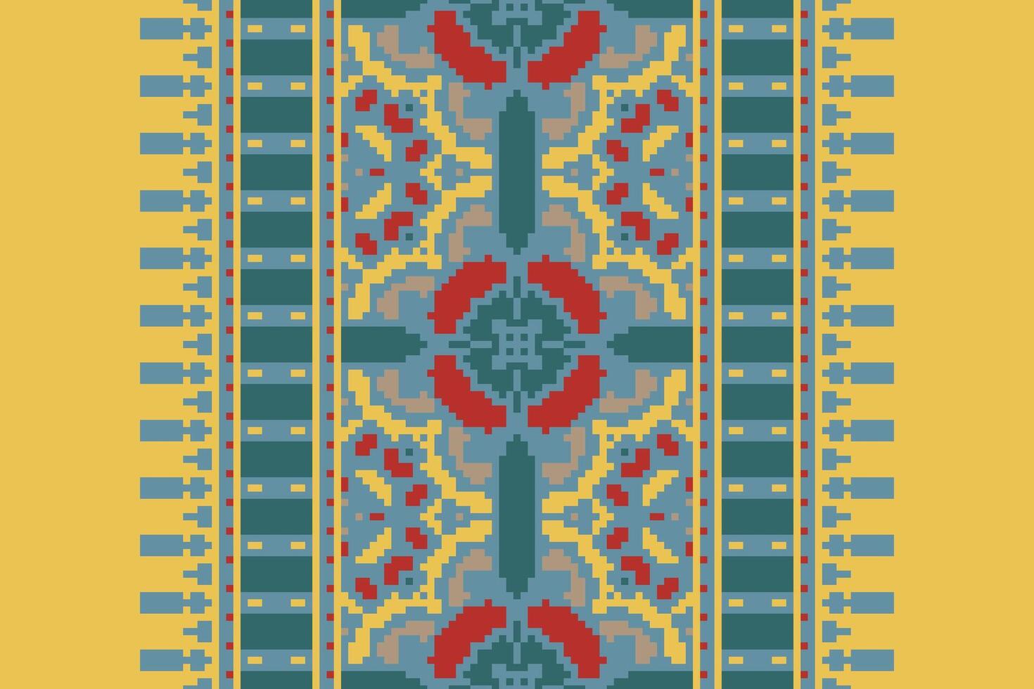 Dhoti Pattern Seamless Scandinavian pattern Motif embroidery, Pixel Ikat embroidery Design for Print indigenous art aboriginal art pattern floral kurti mughal border vector