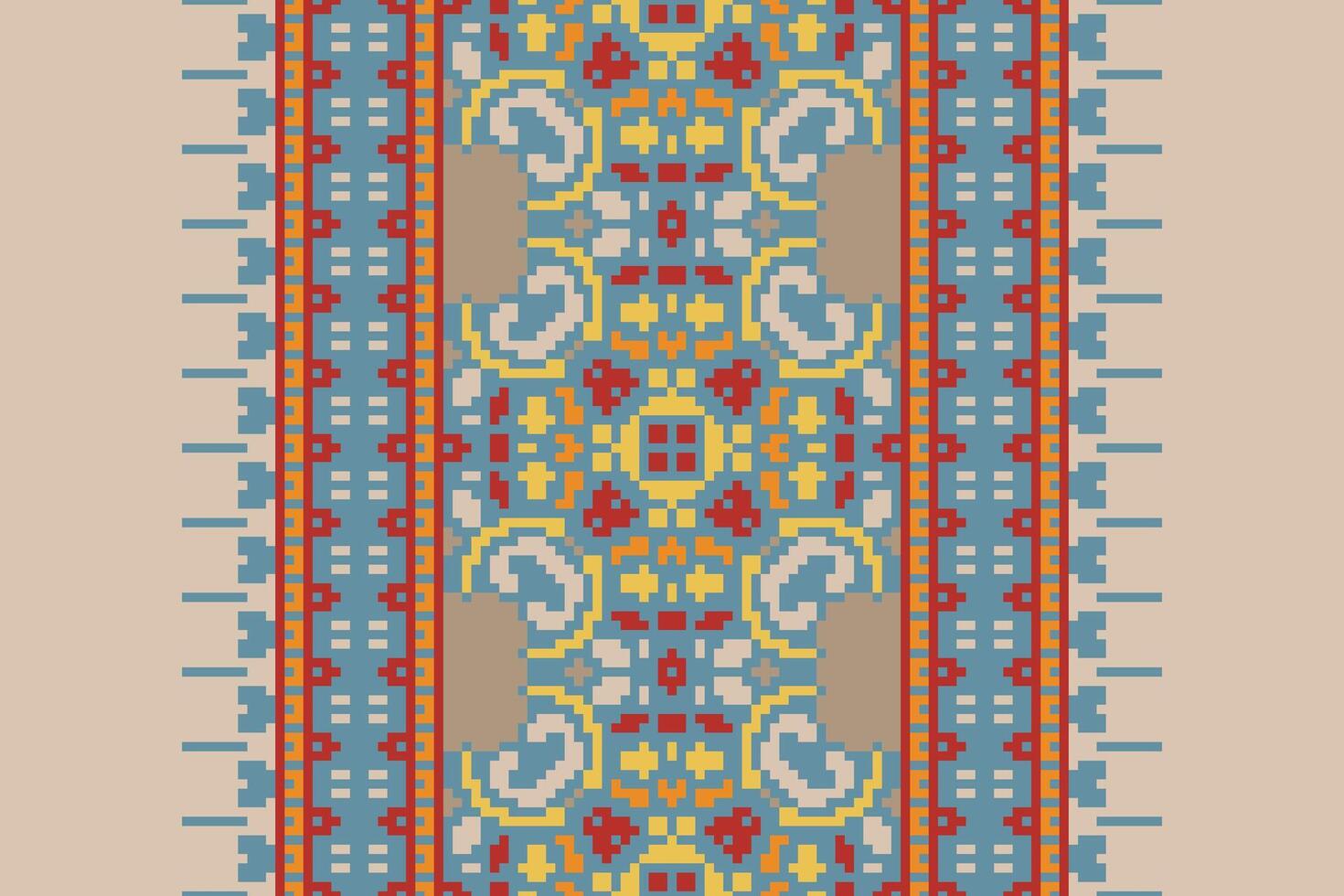 Dhoti Pattern Seamless Scandinavian pattern Motif embroidery, Pixel Ikat embroidery Design for Print indonesian batik motif embroidery native american kurta mughal design vector