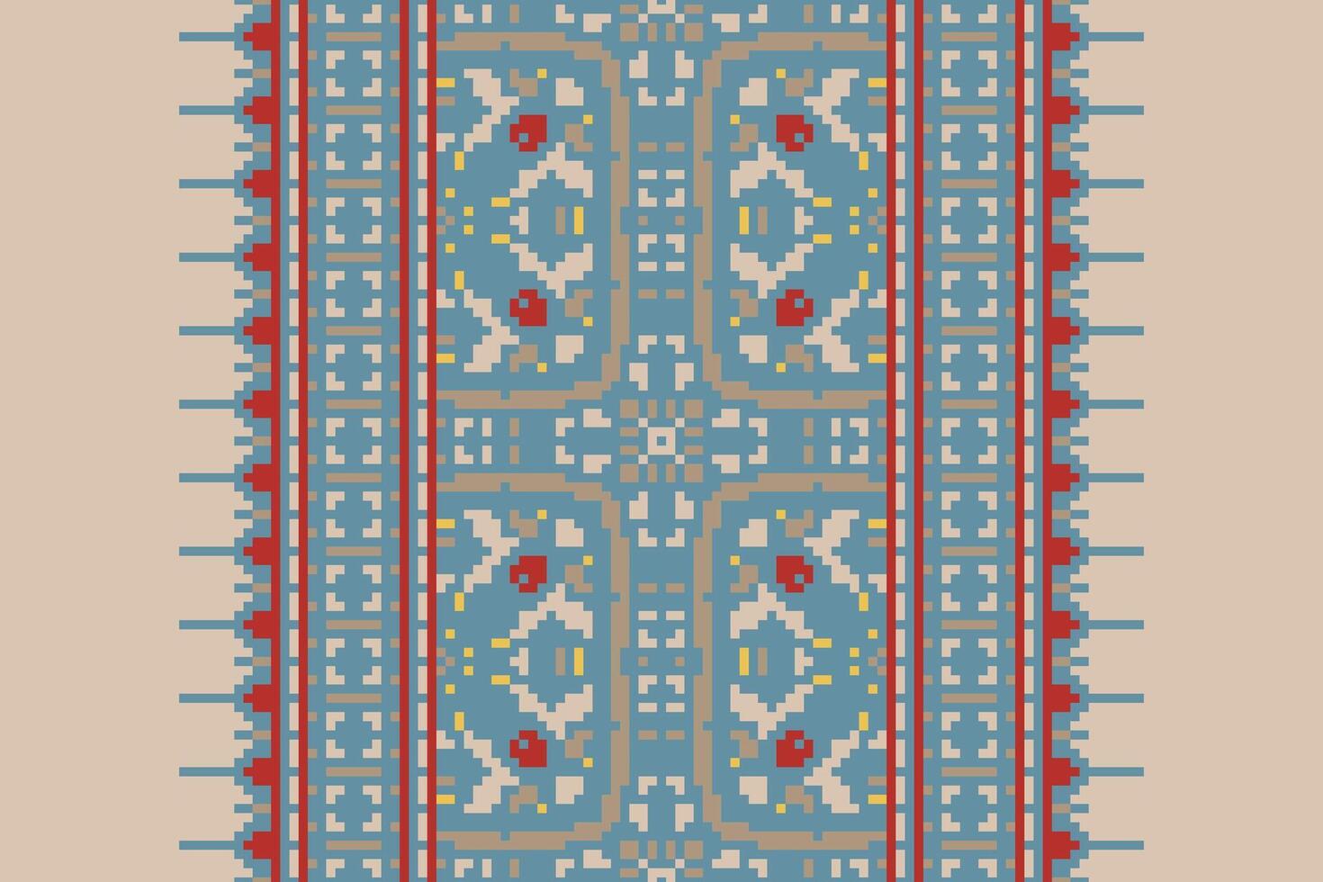 Dhoti Pattern Seamless Scandinavian pattern Motif embroidery, Pixel Ikat embroidery Design for Print endless arabesque cloth dupatta shawl bandana print silk kurta men vector