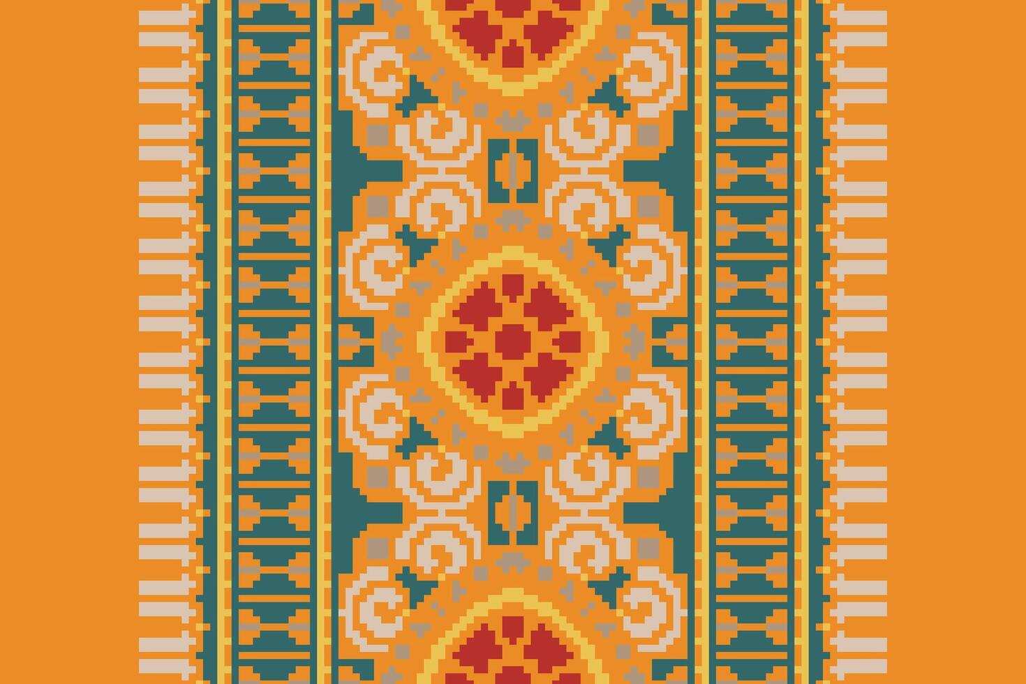 Dhoti Pattern Seamless Scandinavian pattern Motif embroidery, Pixel Ikat embroidery Design for Print scarf hijab pattern kerchief Pixel Ikat Silk kurti model mughal patterns vector