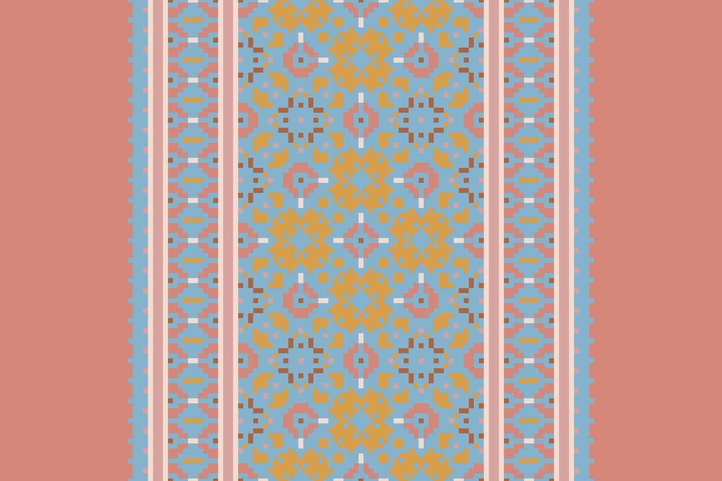 Dhoti Pattern Seamless Mughal architecture Motif embroidery, Pixel Ikat embroidery Design for Print pattern vintage flower folk navajo patchwork pattern vector