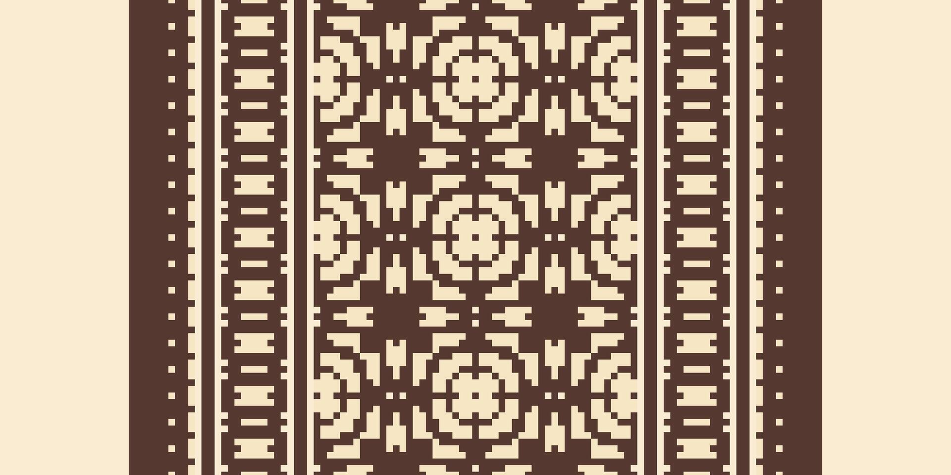 Motif folklore pattern Seamless Bandana print silk Motif embroidery, Pixel Ikat embroidery Design for Print vyshyvanka placemat quilt sarong sarong beach kurtis Indian motifs vector