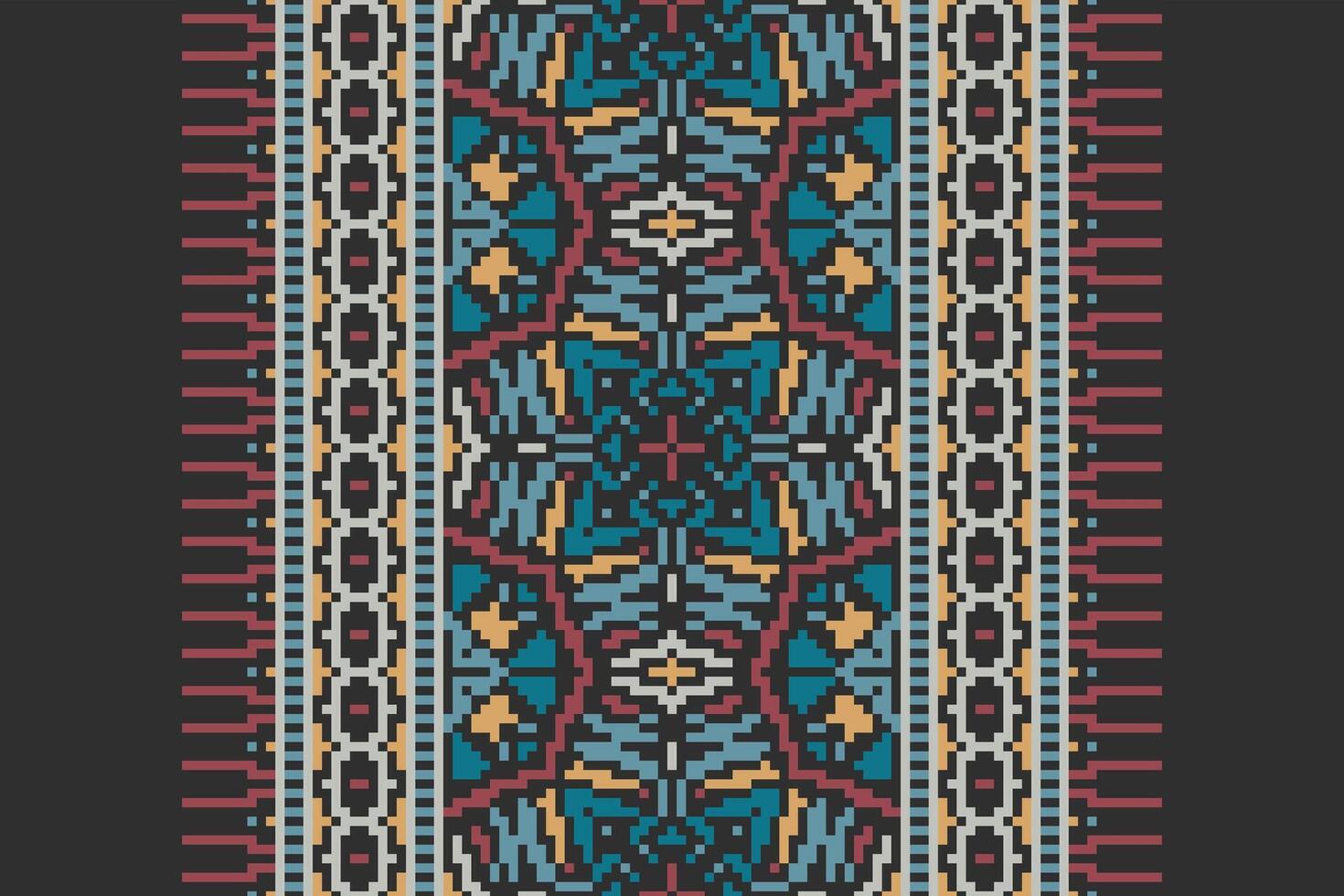 Plazo pattern Seamless Bandana print silk Motif embroidery, Pixel Ikat embroidery Design for Print jacquard slavic pattern folklore pattern kente arabesque vector