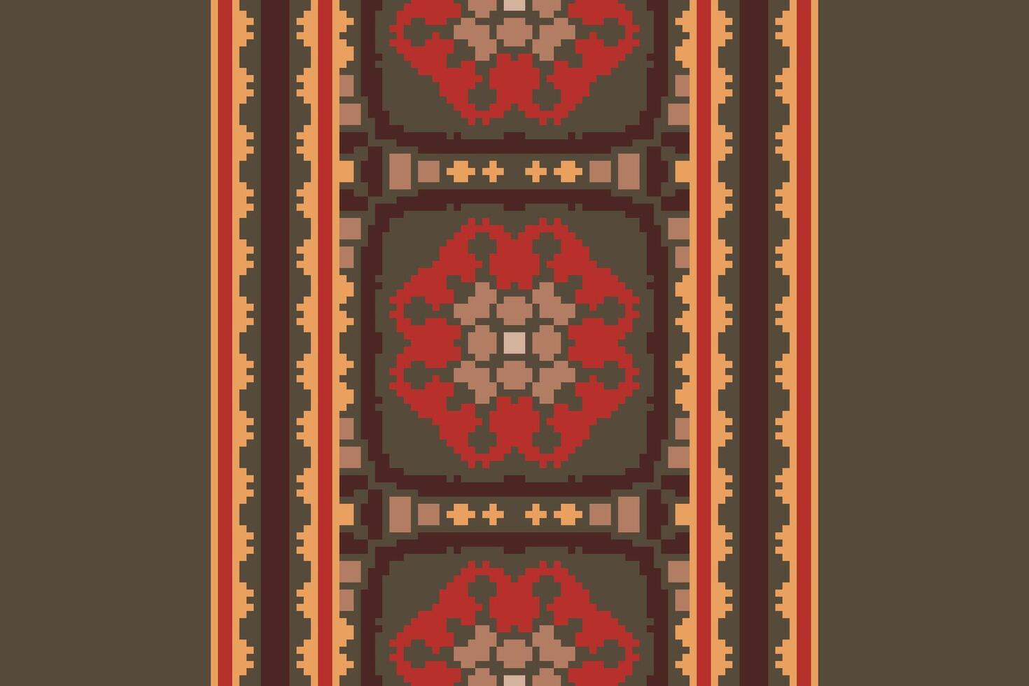 Plazo pattern Seamless Bandana print silk Motif embroidery, Pixel Ikat embroidery Design for Print endless arabesque cloth dupatta shawl bandana print silk kurta men vector