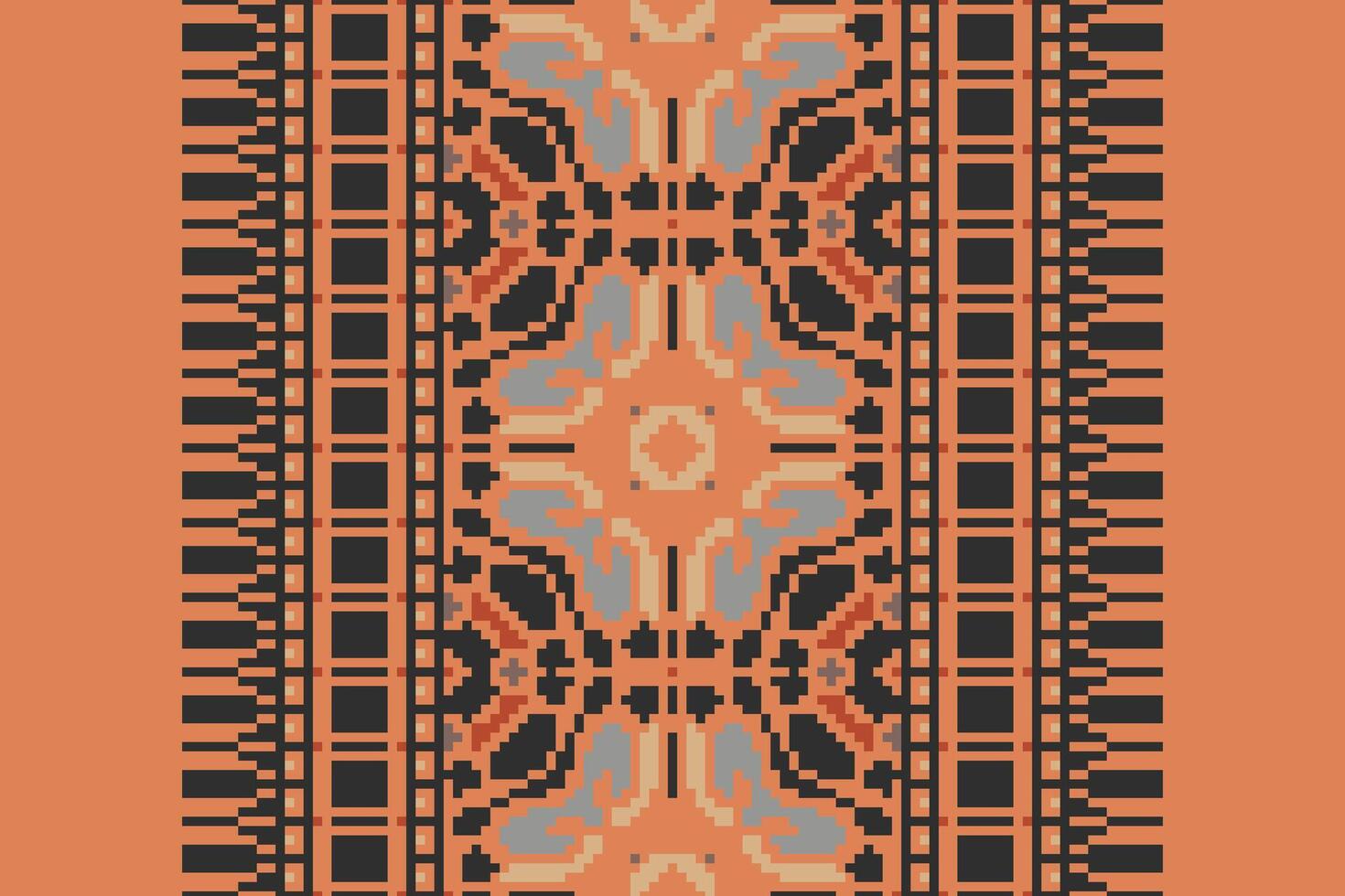 Plazo pattern Seamless Bandana print silk Motif embroidery, Pixel Ikat embroidery Design for Print tapestry floral kimono repeat pattern lacing spanish motif vector