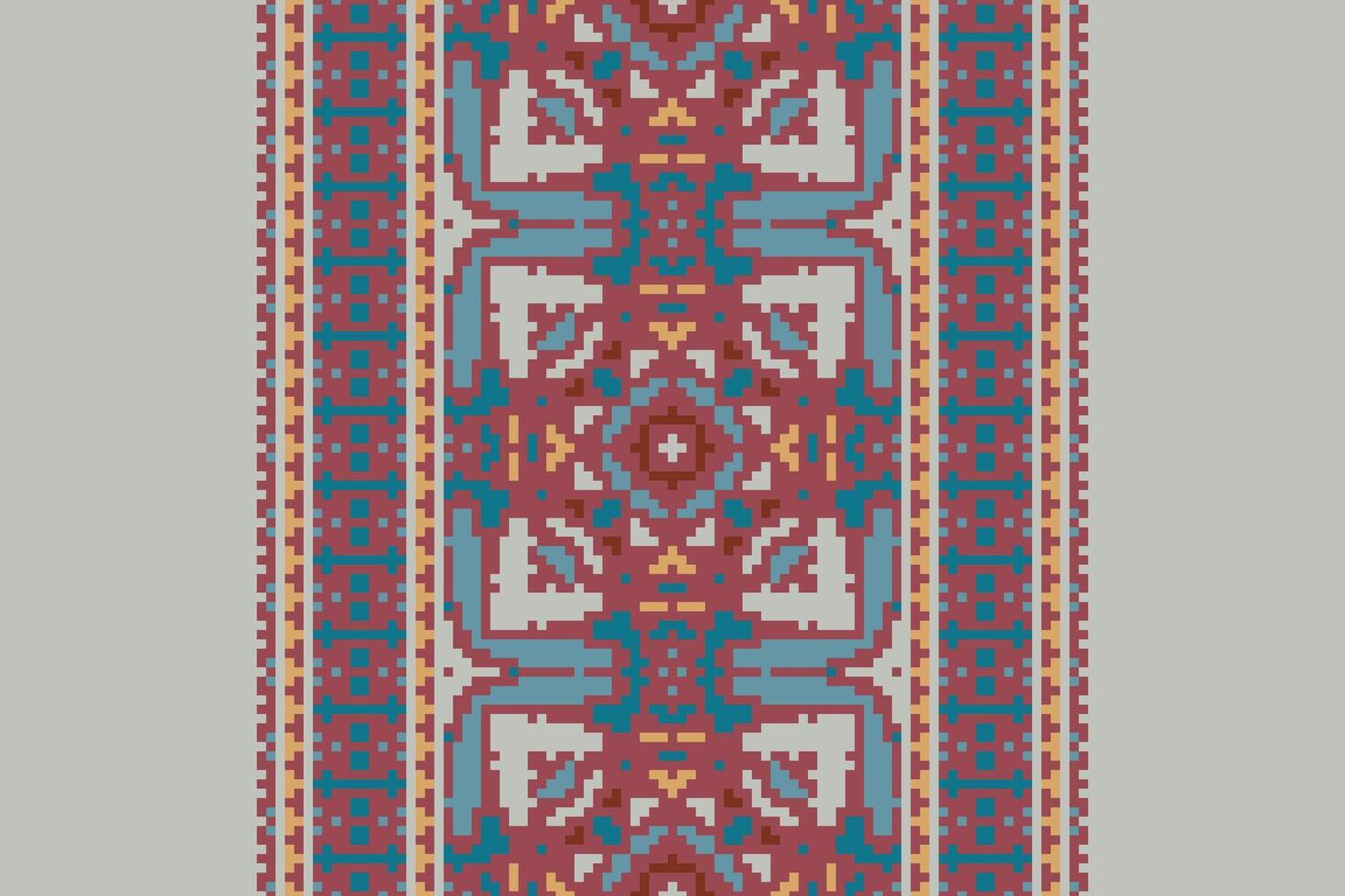 Plazo pattern Seamless Bandana print silk Motif embroidery, Pixel Ikat embroidery Design for Print egyptian pattern tibetan mandala bandanna vector