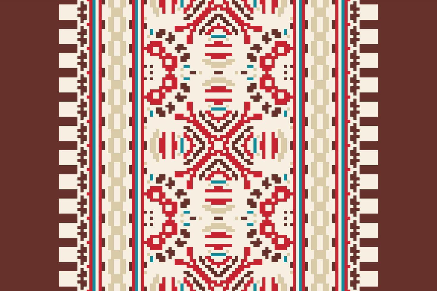 Plazo pattern Seamless Scandinavian pattern Motif embroidery, Pixel Ikat embroidery Design for Print Texture fabric saree sari carpet. kurta patola saree vector