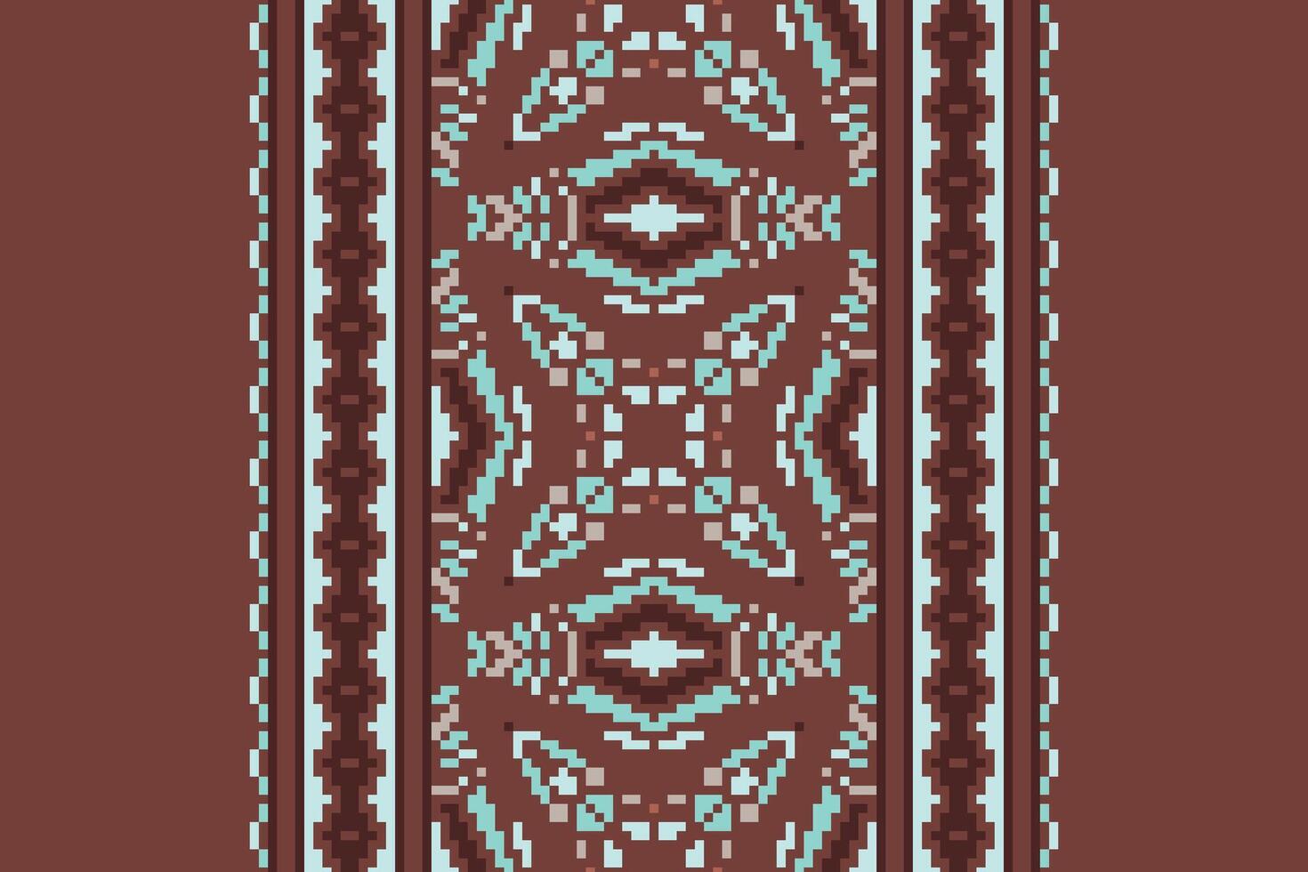Plazo pattern Seamless Scandinavian pattern Motif embroidery, Pixel Ikat embroidery Design for Print endless arabesque cloth dupatta shawl bandana print silk kurta men vector