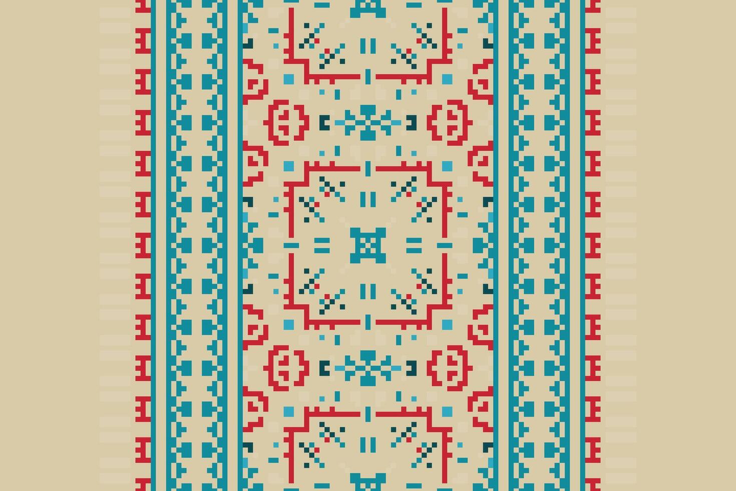 Plazo pattern Seamless Mughal architecture Motif embroidery, Pixel Ikat embroidery Design for Print figure tribal ink on cloth patola sari vector