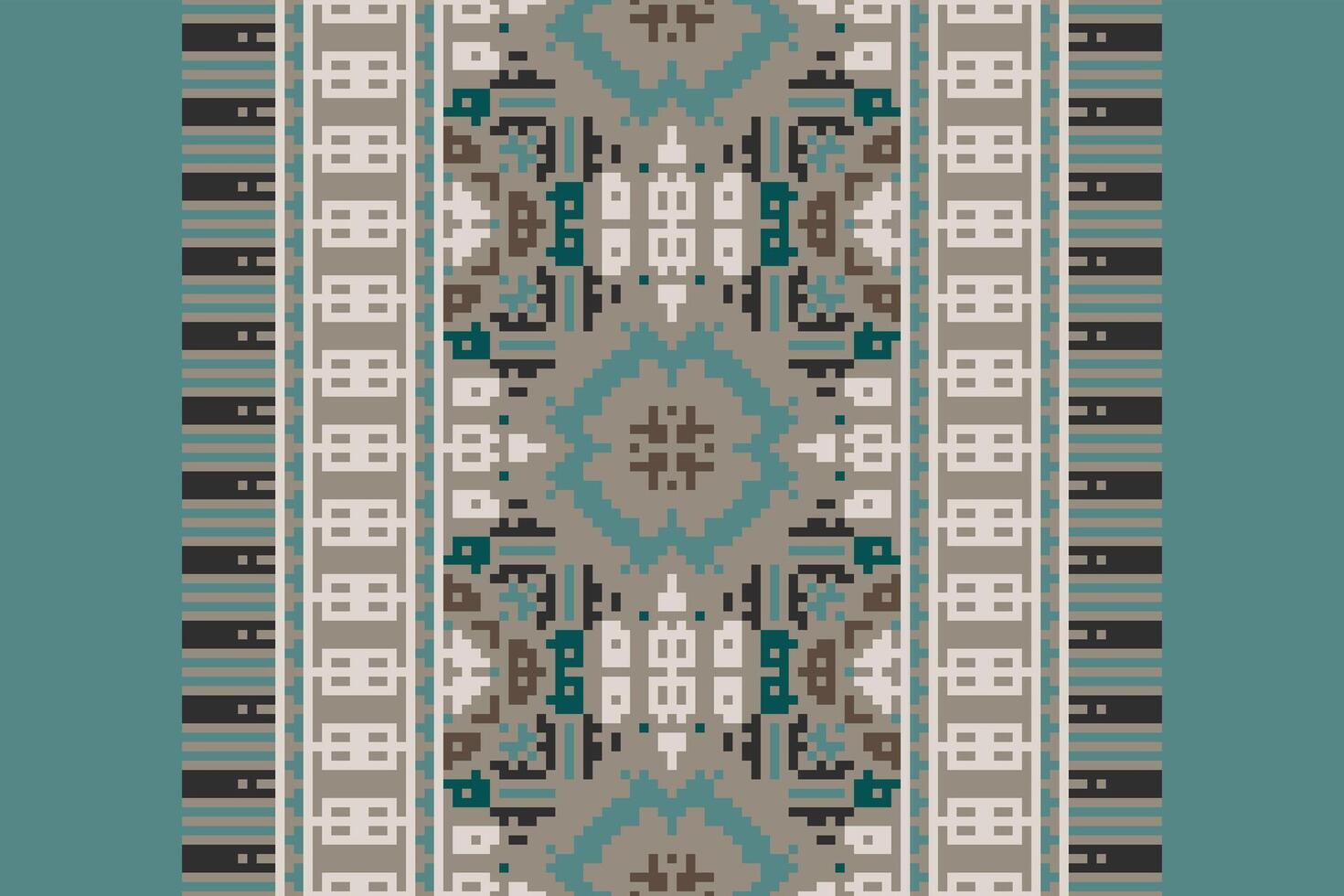 Banarasi Pattern Seamless Bandana print silk Motif embroidery, Pixel Ikat embroidery Design for Print pattern vintage flower folk navajo patchwork pattern vector