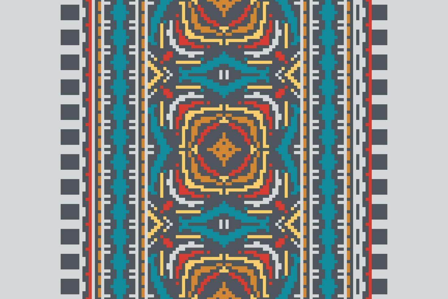 Banarasi Pattern Seamless Bandana print silk Motif embroidery, Pixel Ikat embroidery Design for Print indonesian batik motif embroidery native american kurta mughal design vector