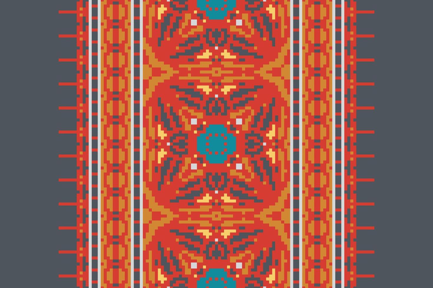 Banarasi Pattern Seamless Bandana print silk Motif embroidery, Pixel Ikat embroidery Design for Print indigenous art aboriginal art pattern floral kurti mughal border vector