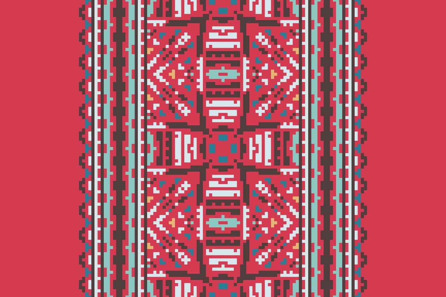 Banarasi Pattern Seamless Bandana print silk Motif embroidery, Pixel Ikat embroidery Design for Print scandinavian pattern saree ethnic nativity gypsy pattern vector