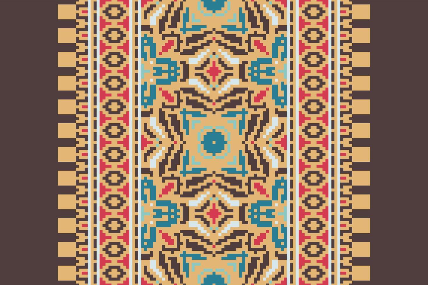 Banarasi Pattern Seamless Australian aboriginal pattern Motif embroidery, Pixel Ikat embroidery Design for Print vyshyvanka placemat quilt sarong sarong beach kurtis Indian motifs vector