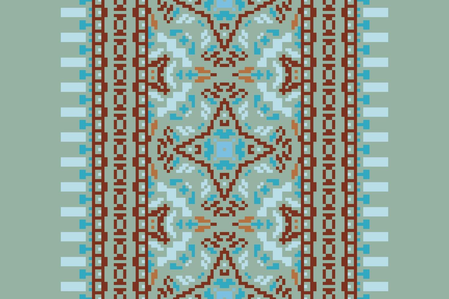 Banarasi Pattern Seamless Native American, Motif embroidery, Pixel Ikat embroidery Design for Print egyptian pattern tibetan mandala bandanna vector