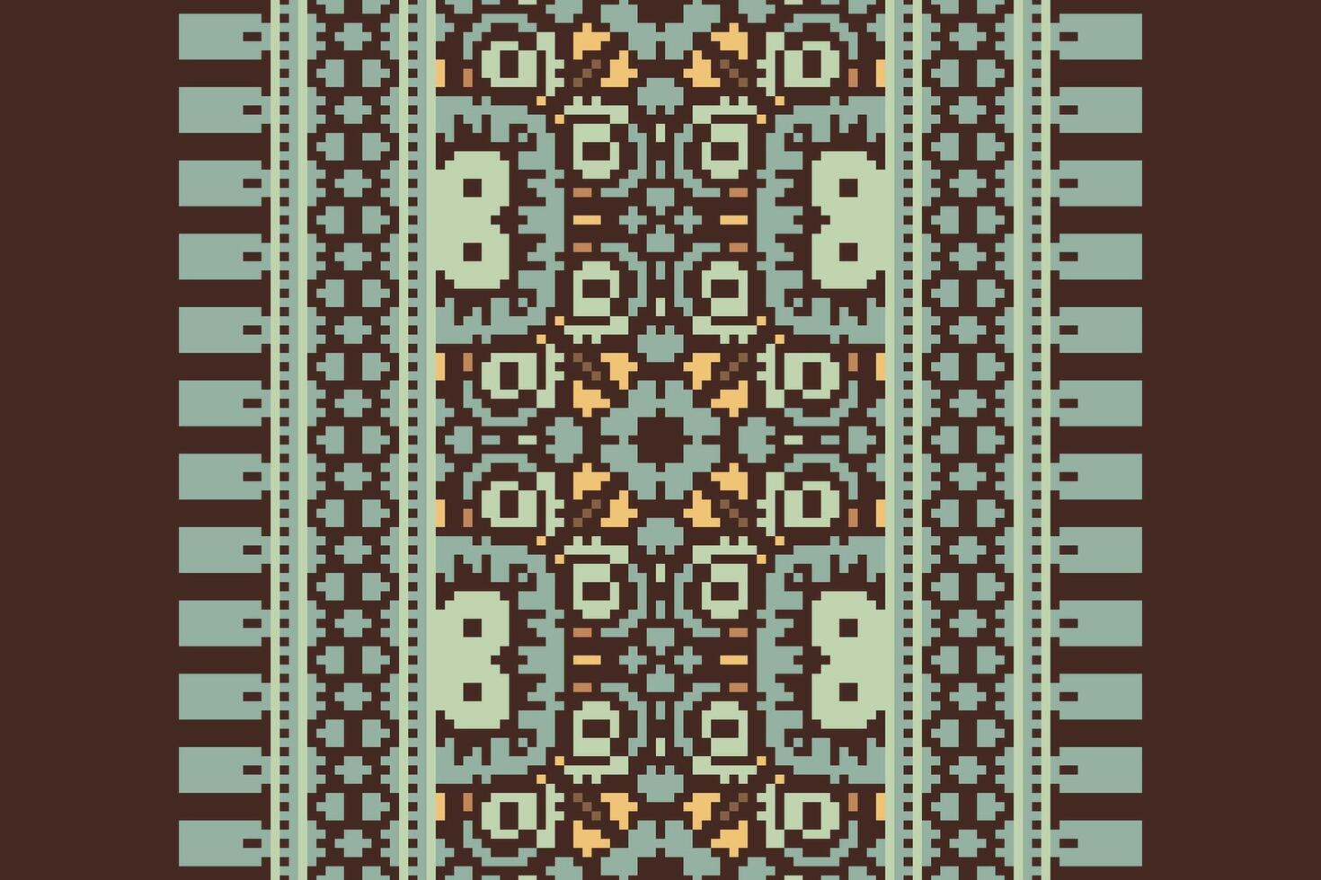 Banarasi Pattern Seamless Australian aboriginal pattern Motif embroidery, Pixel Ikat embroidery Design for Print egyptian pattern tibetan mandala bandanna vector