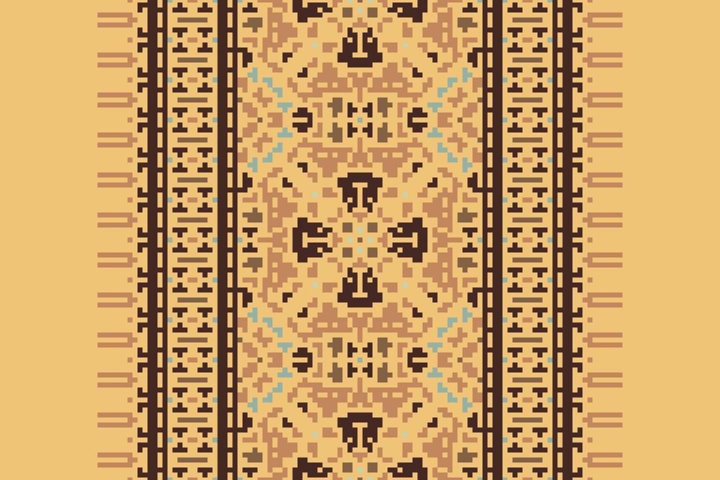 Banarasi Pattern Seamless Mughal architecture Motif embroidery, Pixel Ikat embroidery Design for Print Texture fabric saree sari carpet. kurta patola saree vector