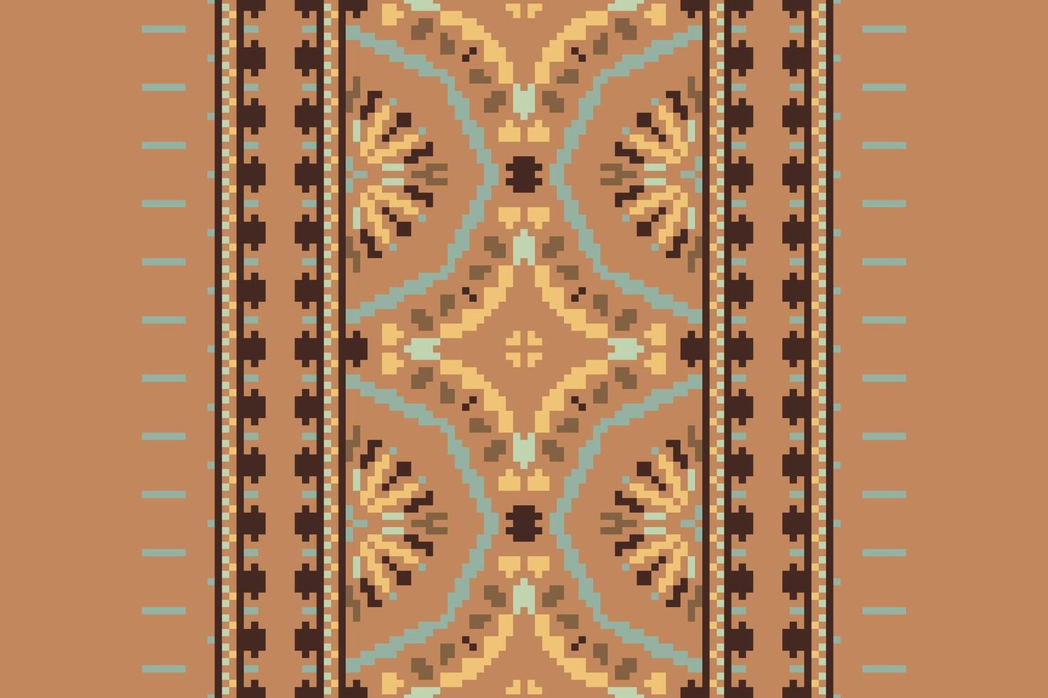 Banarasi Pattern Seamless Mughal architecture Motif embroidery, Pixel Ikat embroidery Design for Print vyshyvanka placemat quilt sarong sarong beach kurtis Indian motifs vector