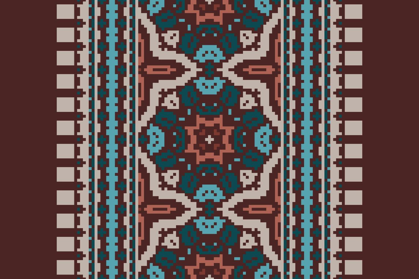 Banarasi Pattern Seamless Mughal architecture Motif embroidery, Pixel Ikat embroidery Design for Print egyptian pattern tibetan mandala bandanna vector