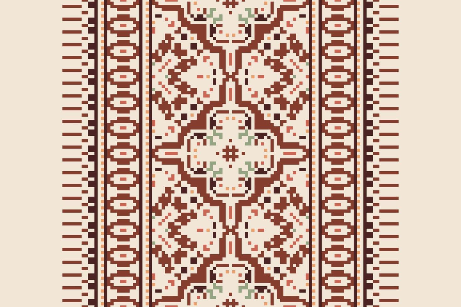 Banarasi Pattern Seamless Mughal architecture Motif embroidery, Pixel Ikat embroidery Design for Print scandinavian pattern saree ethnic nativity gypsy pattern vector