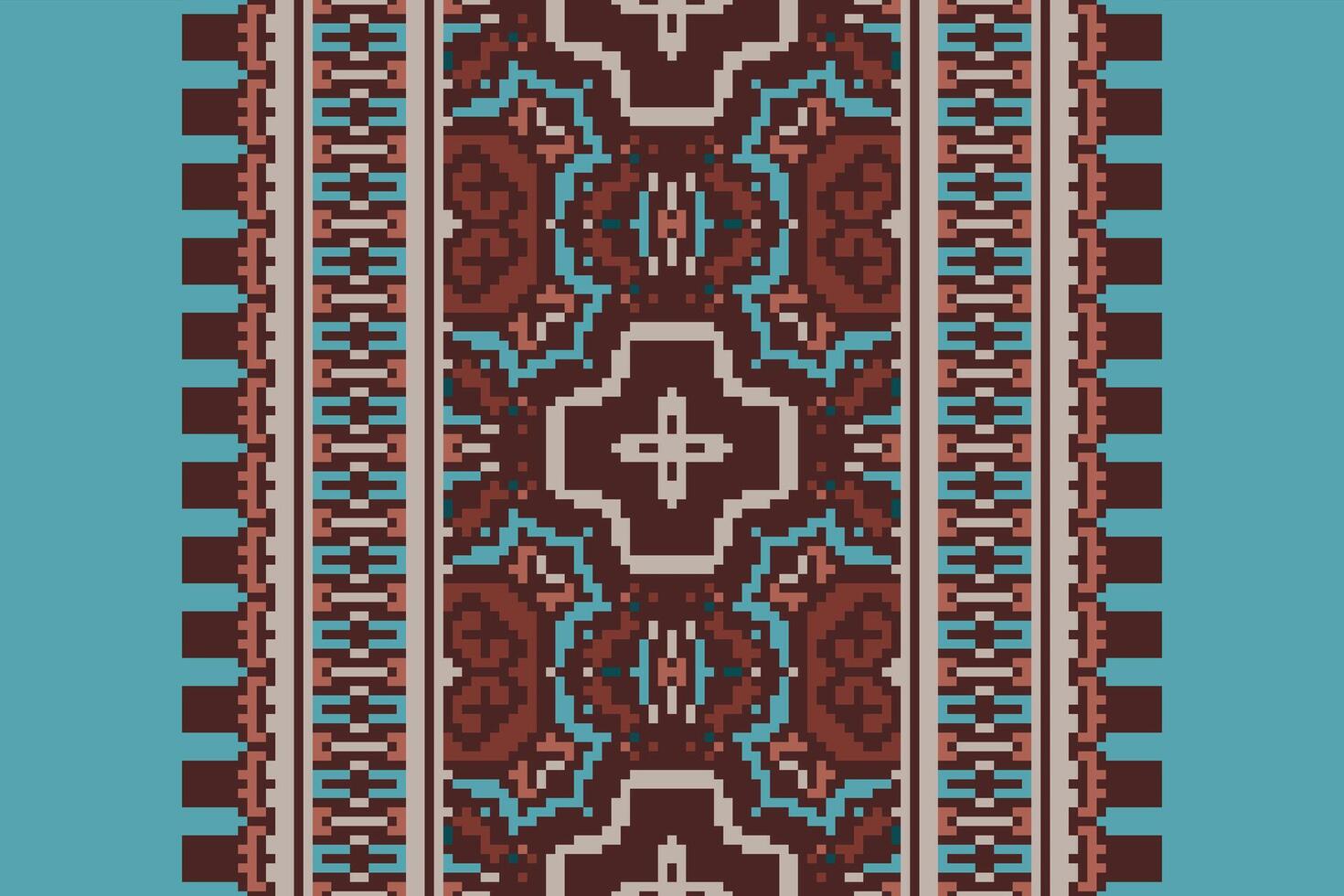 Banarasi Pattern Seamless Scandinavian pattern Motif embroidery, Pixel Ikat embroidery Design for Print endless arabesque cloth dupatta shawl bandana print silk kurta men vector