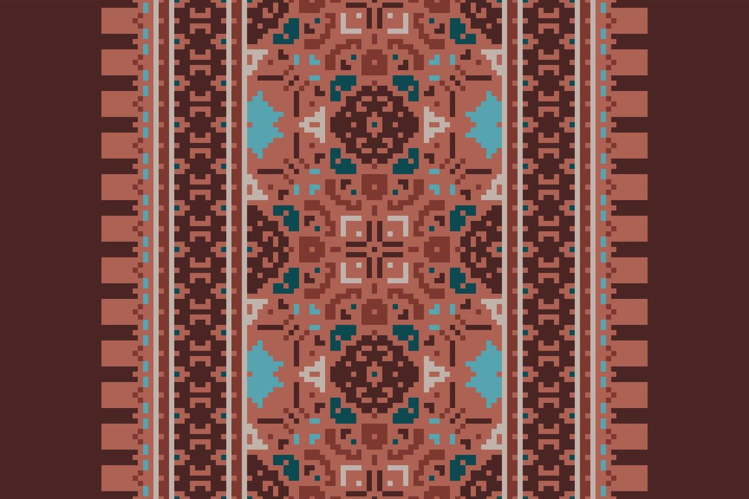 Banarasi Pattern Seamless Scandinavian pattern Motif embroidery, Pixel Ikat embroidery Design for Print Texture fabric saree sari carpet. kurta patola saree vector