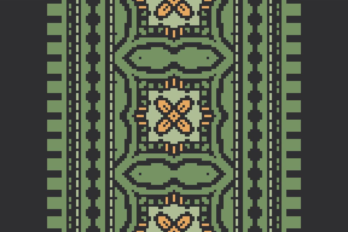 Pixel Cross Stitch pattern with Floral Designs. Traditional cross stitch needlework. Geometric Ethnic pattern, Embroidery, Textile ornamentation, fabric, Hand stitched pattern, Cultural stitching vector