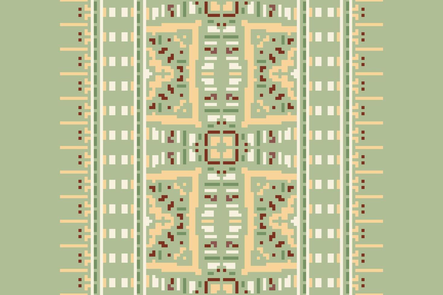 Pixel Cross Stitch pattern with Floral Designs. Traditional cross stitch needlework. Geometric Ethnic pattern, Embroidery, Textile ornamentation, fabric, Hand stitched pattern, Cultural stitching vector