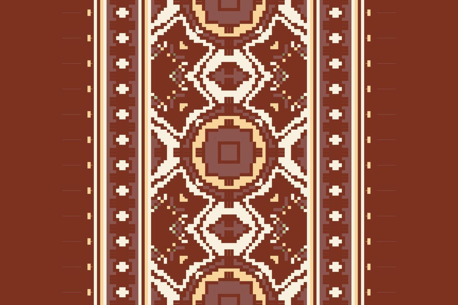 Pixel Cross Stitch pattern with Floral Designs. Traditional cross stitch needlework. Geometric Ethnic pattern, Embroidery, Textile ornamentation, fabric, Hand stitched pattern, Cultural stitching vector