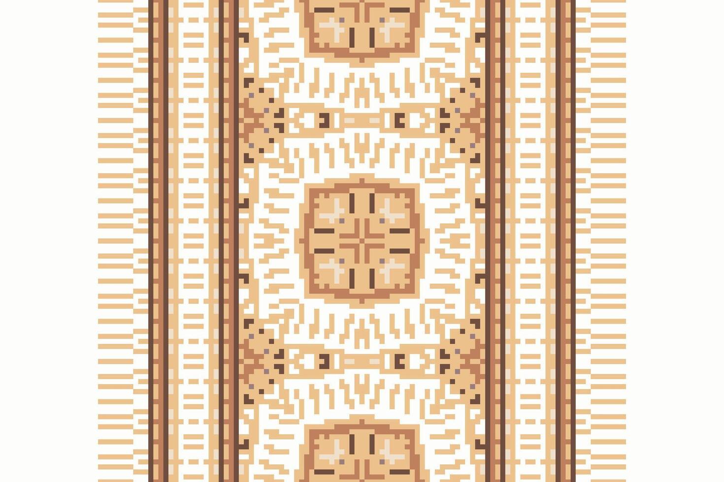 Pixel Cross Stitch pattern with Floral Designs. Traditional cross stitch needlework. Geometric Ethnic pattern, Embroidery, Textile ornamentation, fabric, Hand stitched pattern, Cultural stitching vector