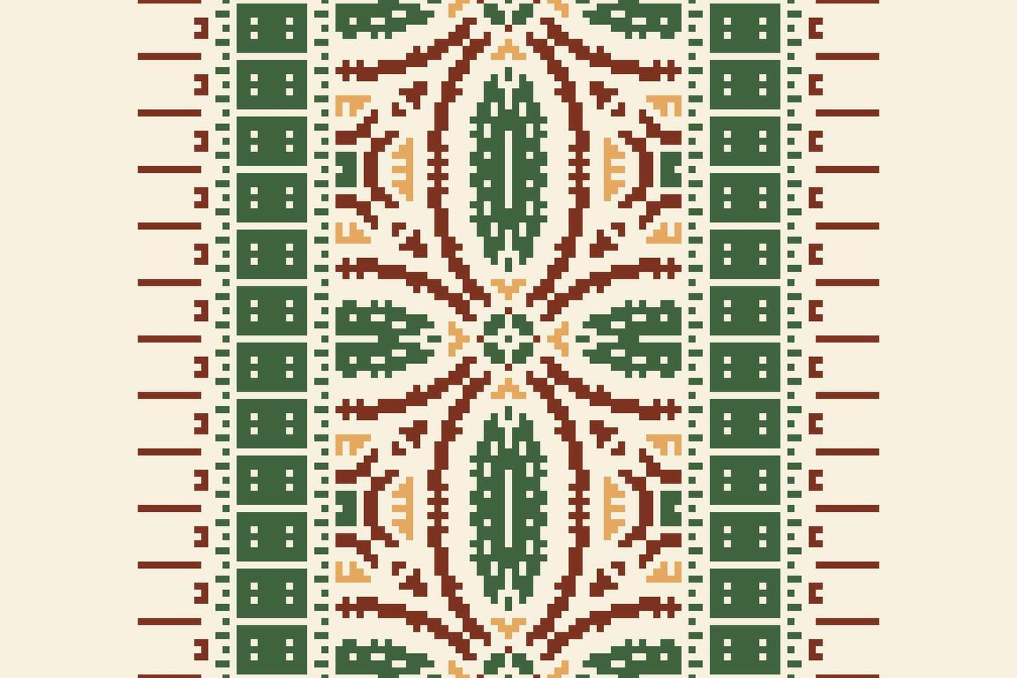 Pixel Cross Stitch pattern with Floral Designs. Traditional cross stitch needlework. Geometric Ethnic pattern, Embroidery, Textile ornamentation, fabric, Hand stitched pattern, Cultural stitching vector