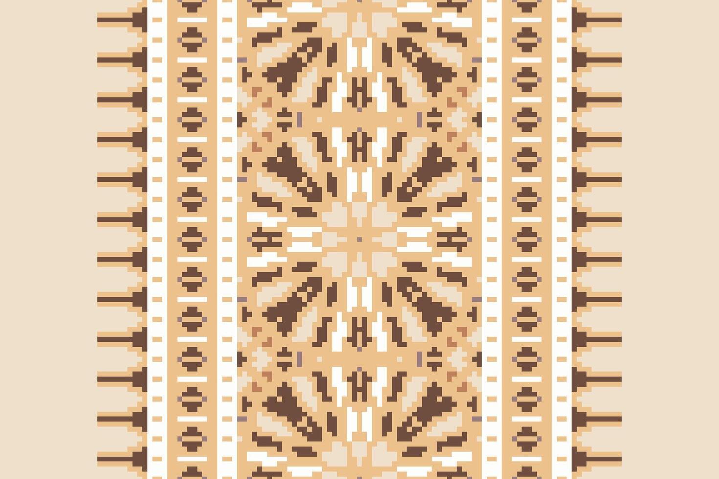 Pixel Cross Stitch pattern with Floral Designs. Traditional cross stitch needlework. Geometric Ethnic pattern, Embroidery, Textile ornamentation, fabric, Hand stitched pattern, Cultural stitching vector