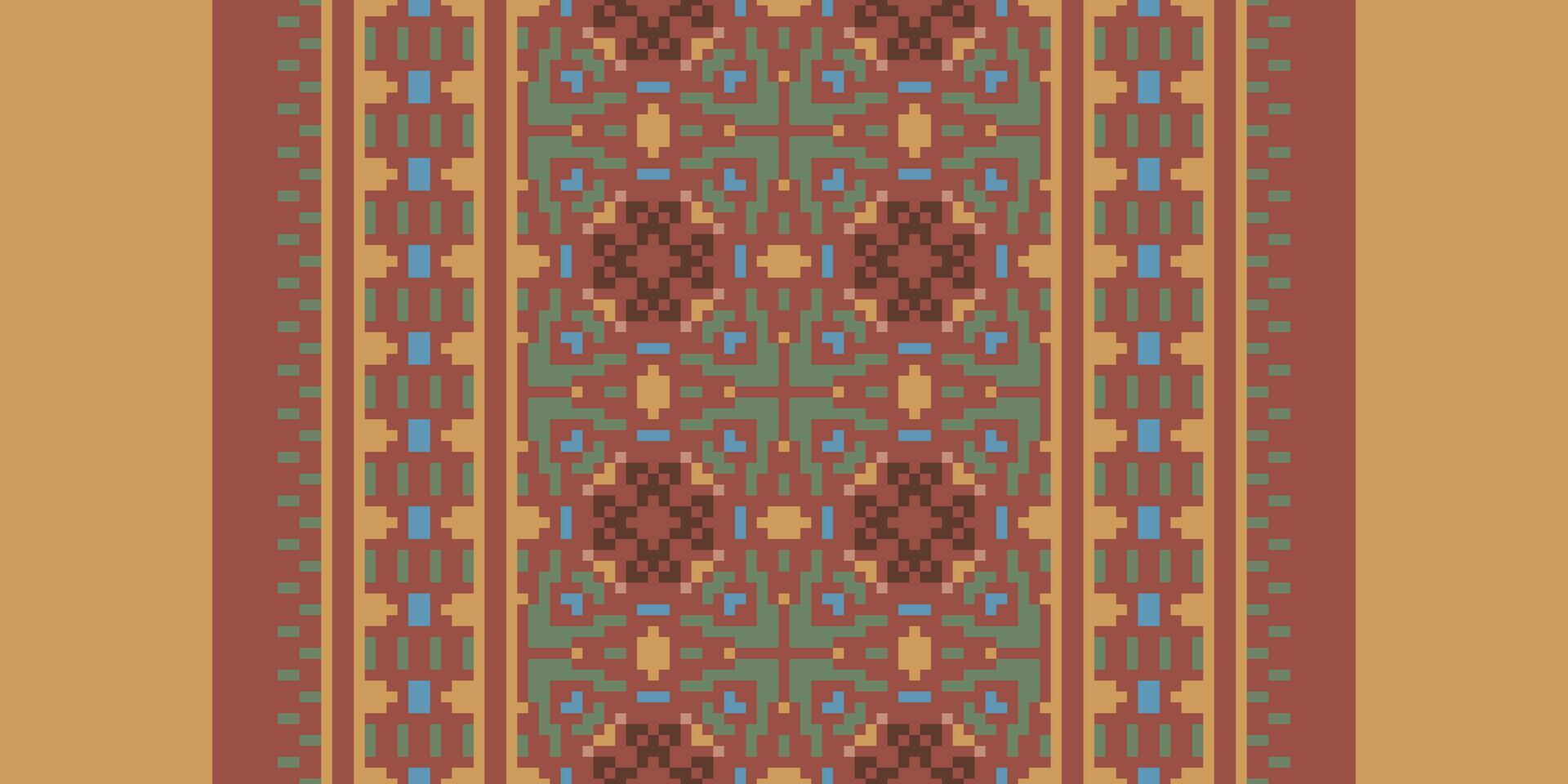 Nordic pattern Seamless Scandinavian pattern Motif embroidery, Pixel Ikat embroidery Design for Print Texture fabric saree sari carpet. kurta patola saree vector