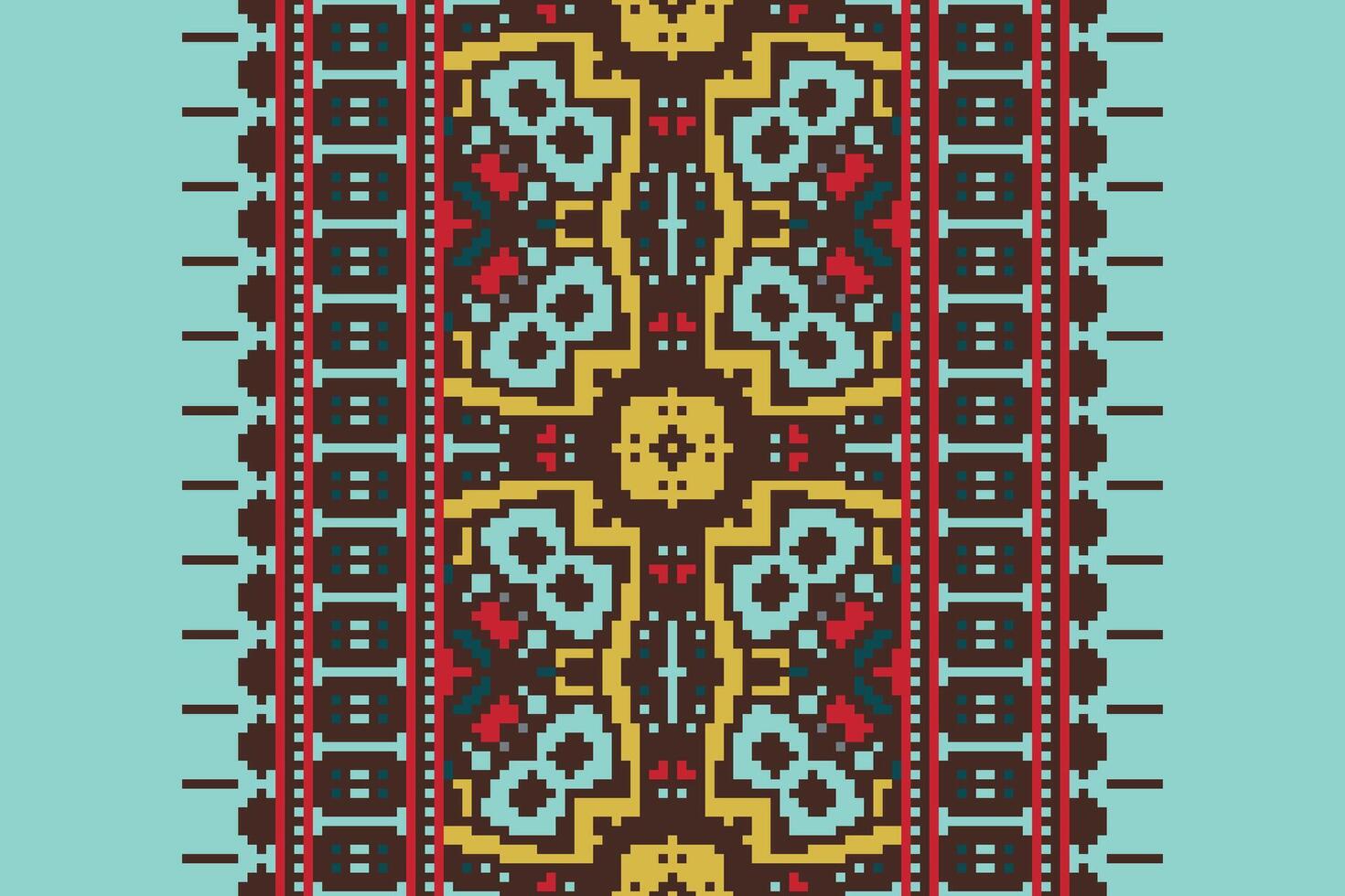 Ghagra Pattern Seamless Bandana print silk Motif embroidery, Pixel Ikat embroidery Design for Print indonesian batik motif embroidery native american kurta mughal design vector