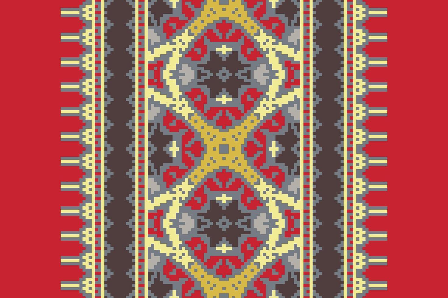 Ghagra Pattern Seamless Bandana print silk Motif embroidery, Pixel Ikat embroidery Design for Print indigenous art aboriginal art pattern floral kurti mughal border vector