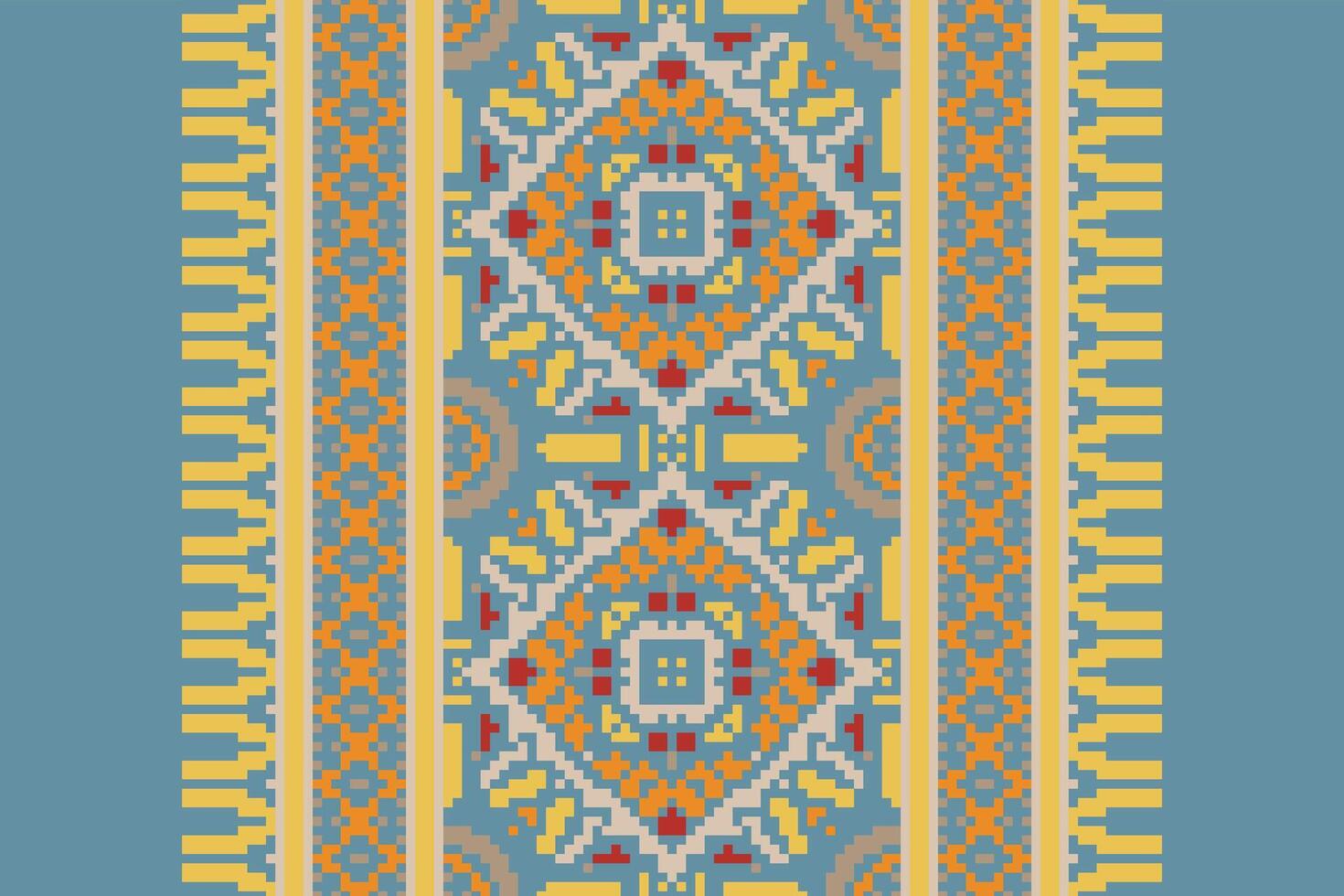 Ghagra Pattern Seamless Australian aboriginal pattern Motif embroidery, Pixel Ikat embroidery Design for Print egyptian pattern tibetan mandala bandanna vector