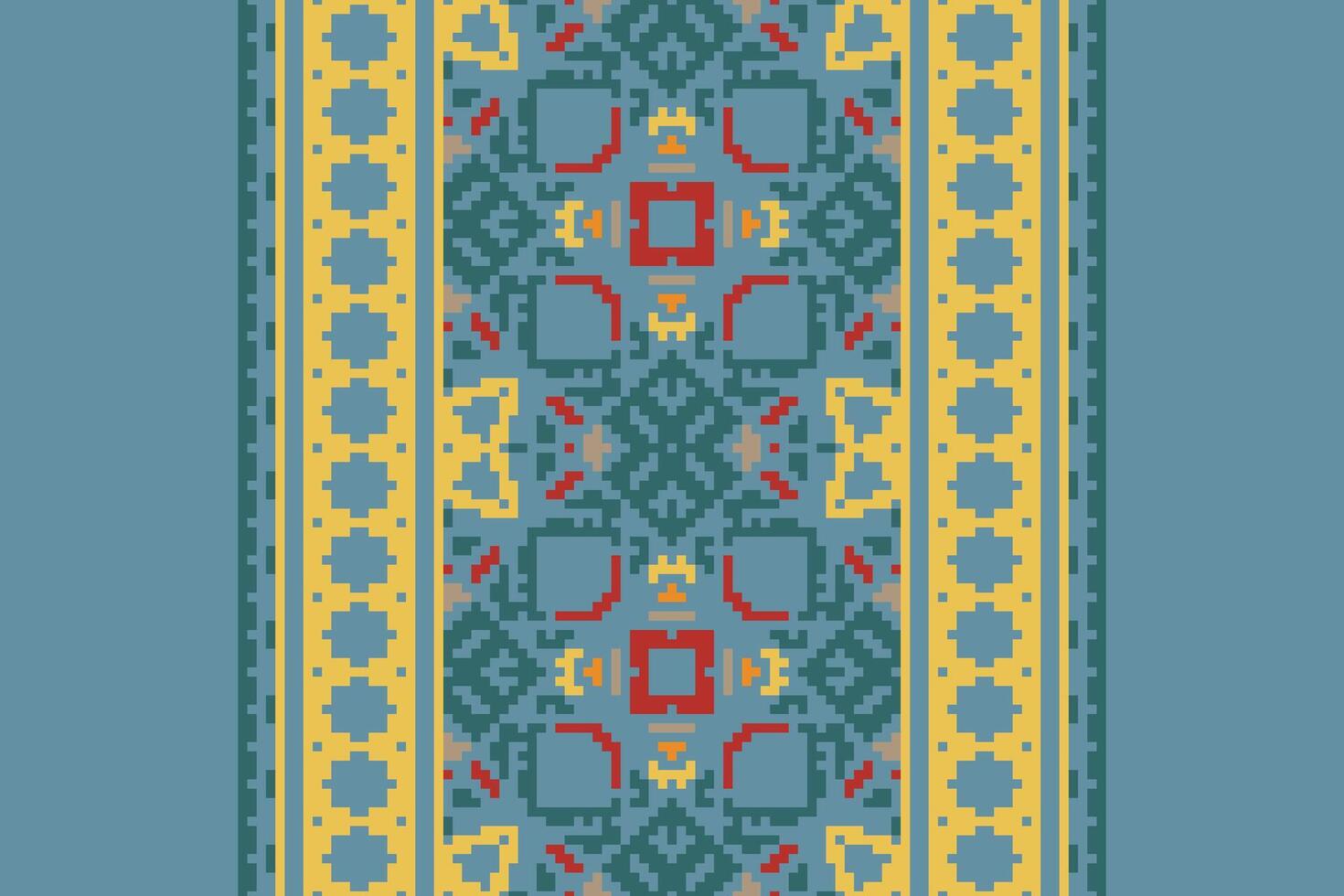 Ghagra Pattern Seamless Mughal architecture Motif embroidery, Pixel Ikat embroidery Design for Print indonesian batik motif embroidery native american kurta mughal design vector