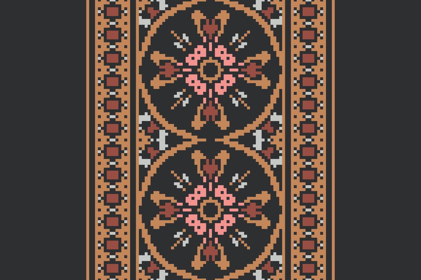 Ghagra Pattern Seamless Mughal architecture Motif embroidery, Pixel Ikat embroidery Design for Print figure tribal ink on cloth patola sari vector
