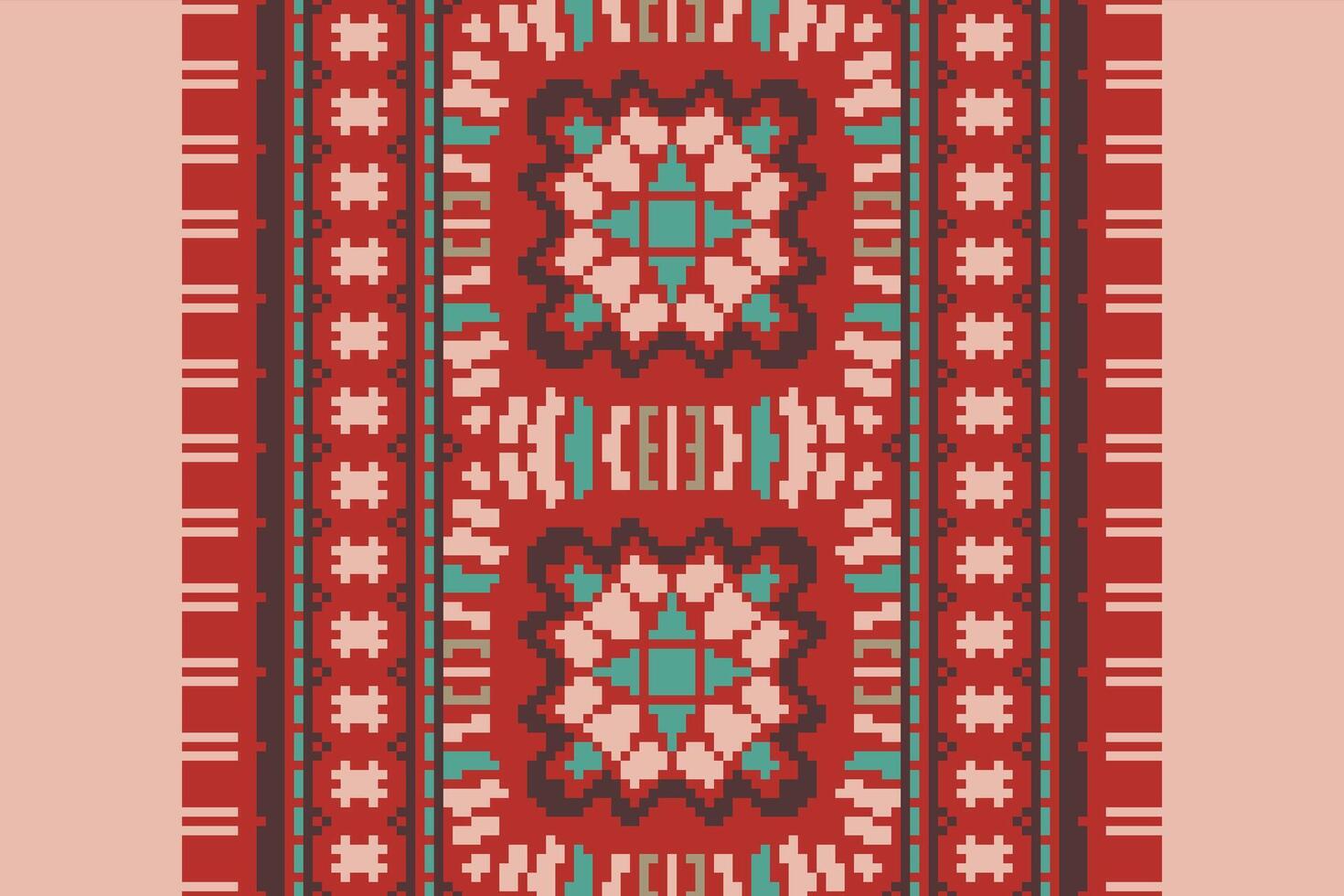 Ghagra Pattern Seamless Scandinavian pattern Motif embroidery, Pixel Ikat embroidery Design for Print endless arabesque cloth dupatta shawl bandana print silk kurta men vector