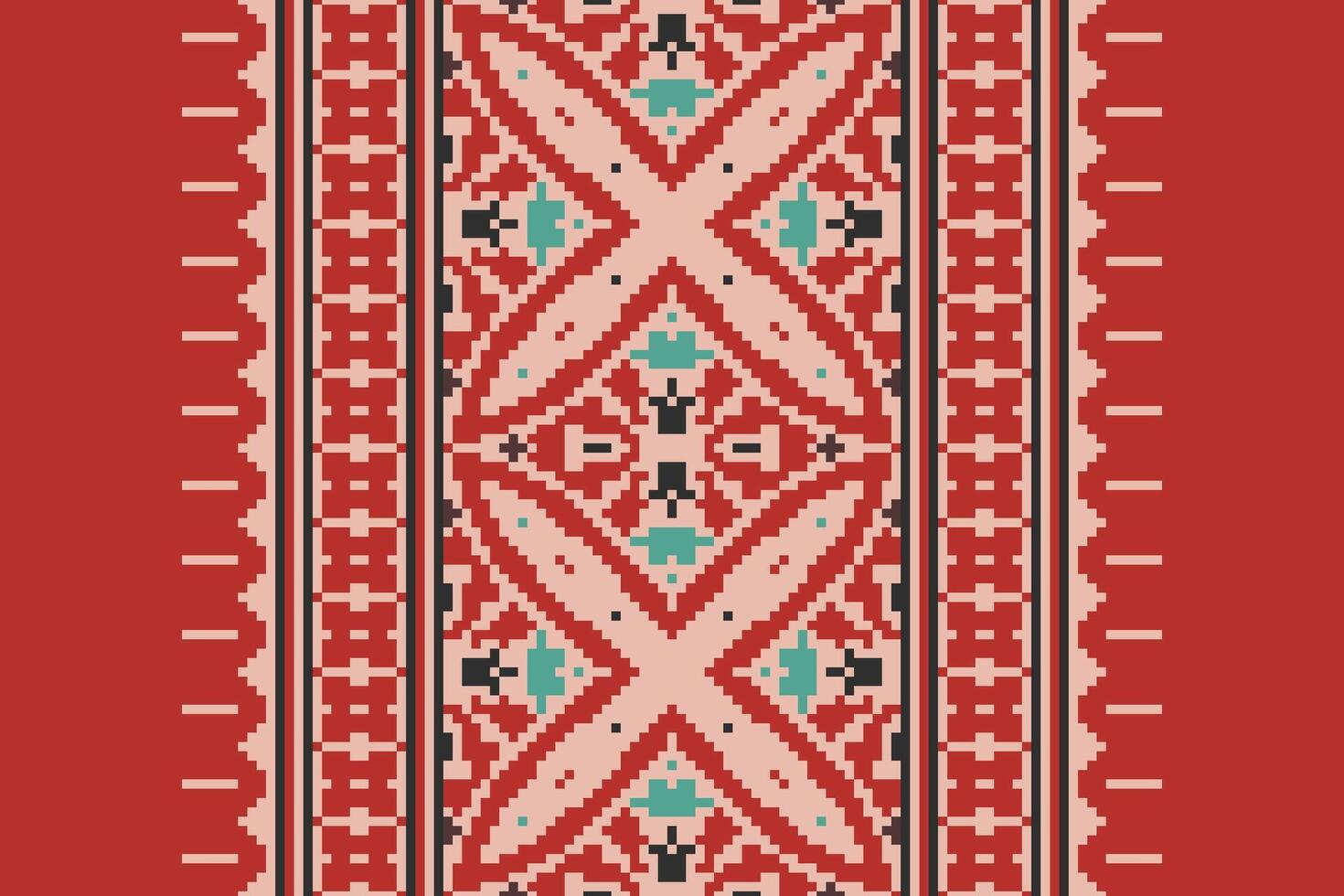Ghagra Pattern Seamless Mughal architecture Motif embroidery, Pixel Ikat embroidery Design for Print egyptian pattern tibetan mandala bandanna vector