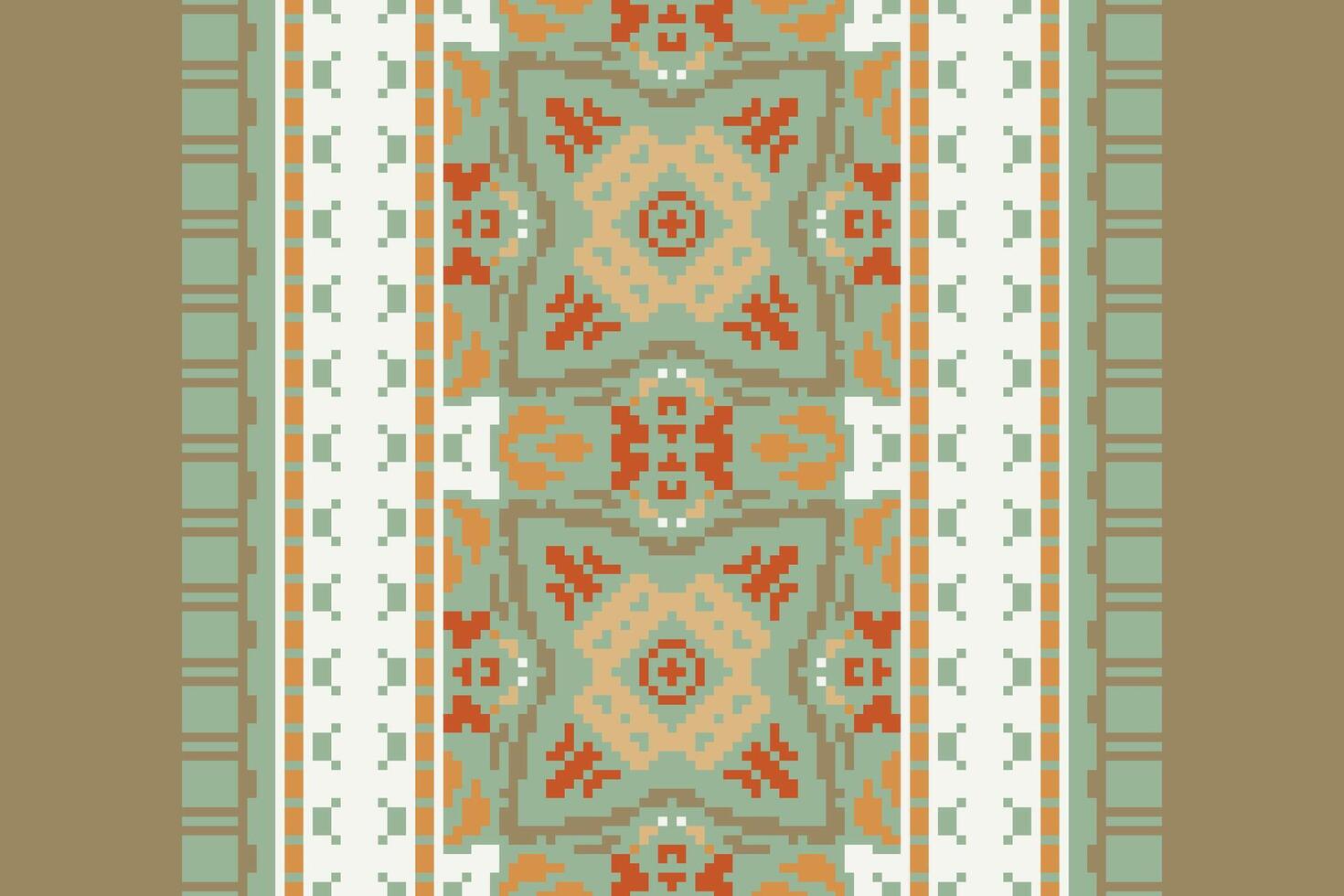Motif folklore pattern Seamless Native American, Motif embroidery, Pixel Ikat embroidery Design for Print Texture fabric saree sari carpet. kurta patola saree vector