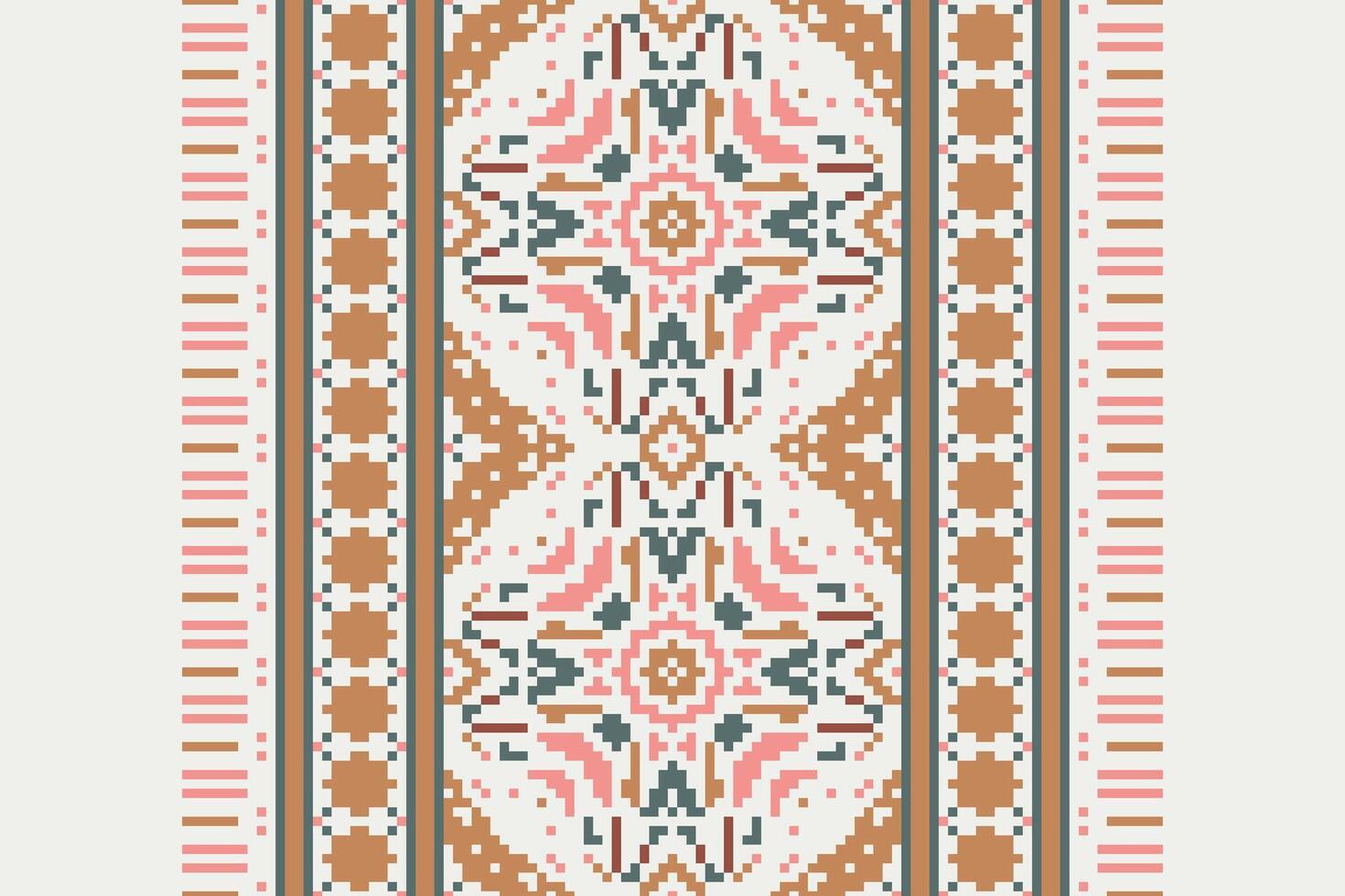 Ghagra Pattern Seamless Mughal architecture Motif embroidery, Pixel Ikat embroidery Design for Print pattern vintage flower folk navajo patchwork pattern vector